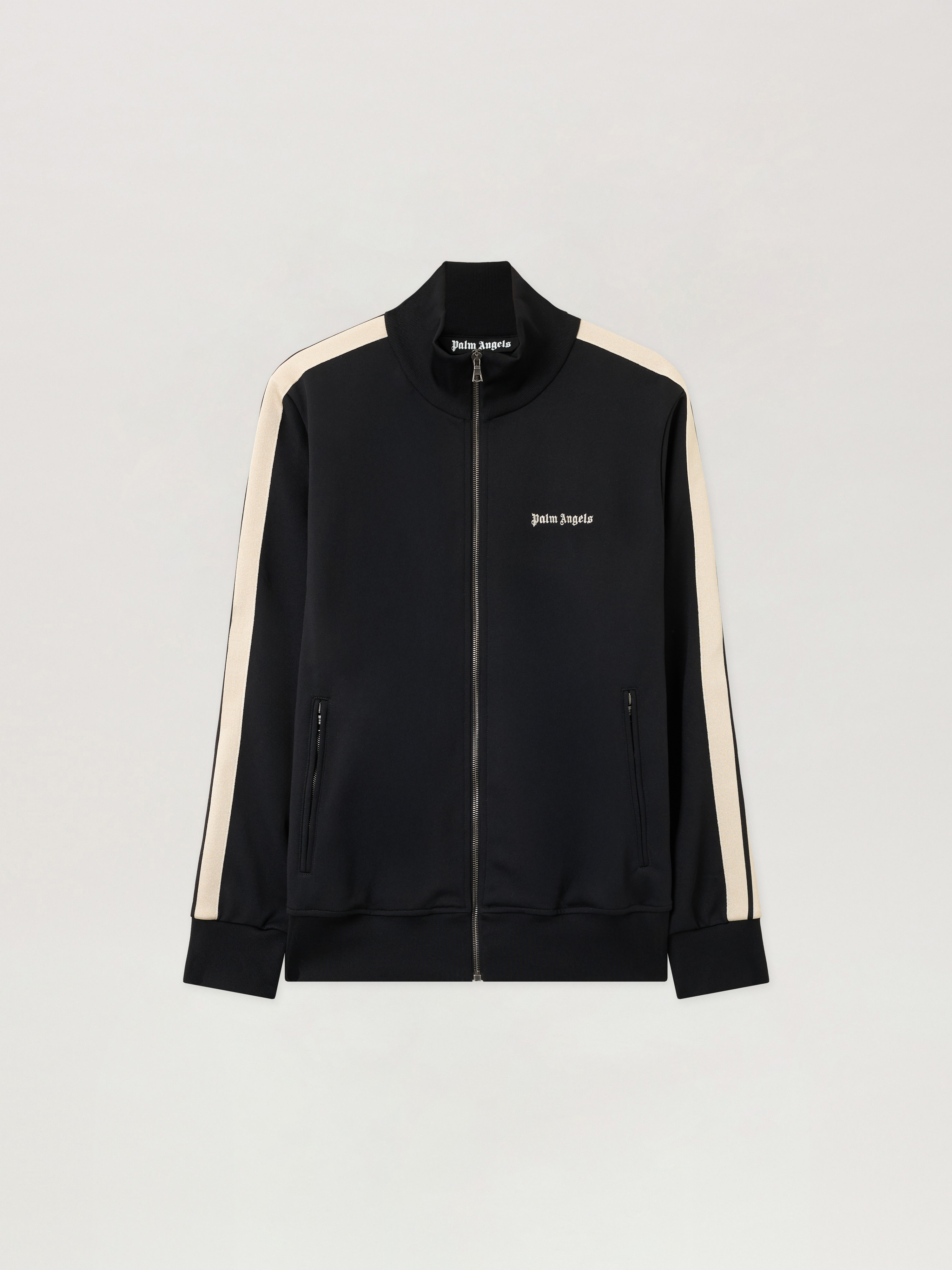 Palm Angels Men 'classic Logo' Black Sweatshirt With Logo Printed On The Front In Tech Fabric Man