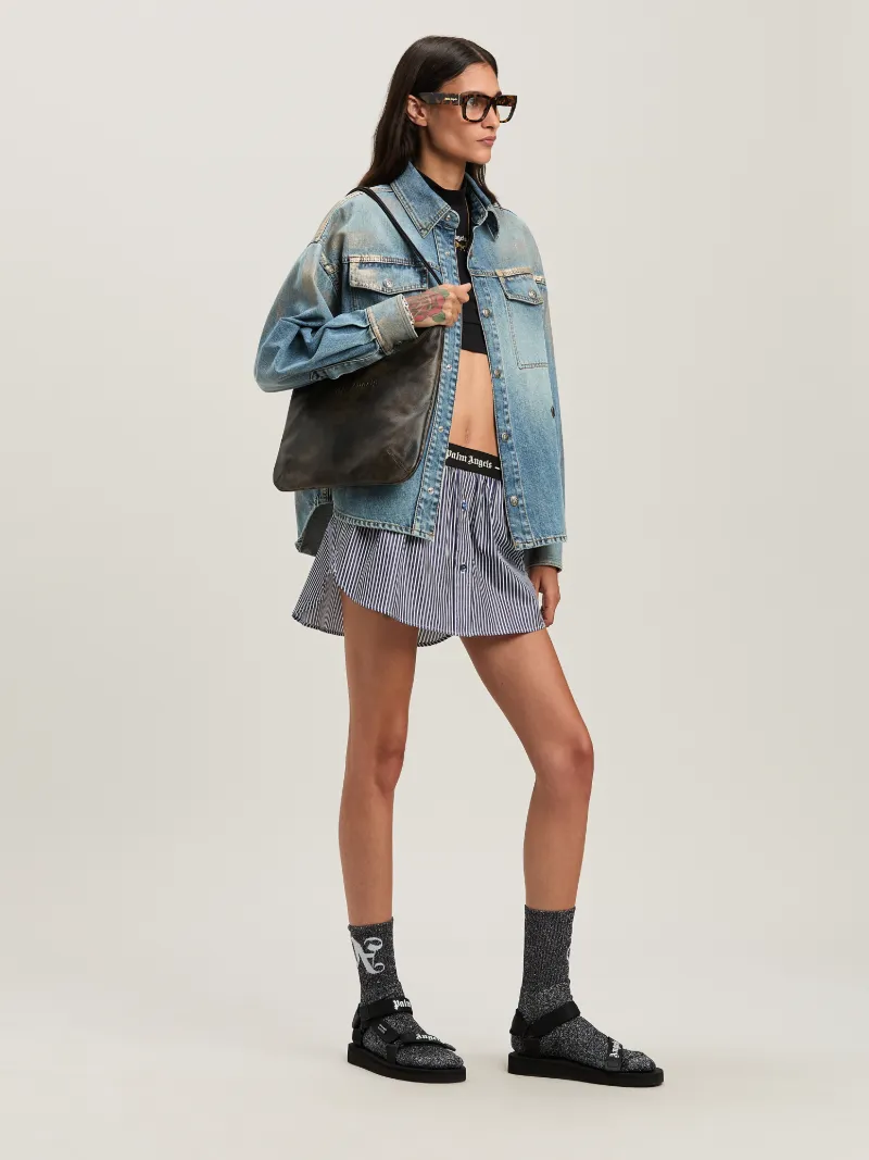 Palm Angels Metal Brushed Denim Shirt