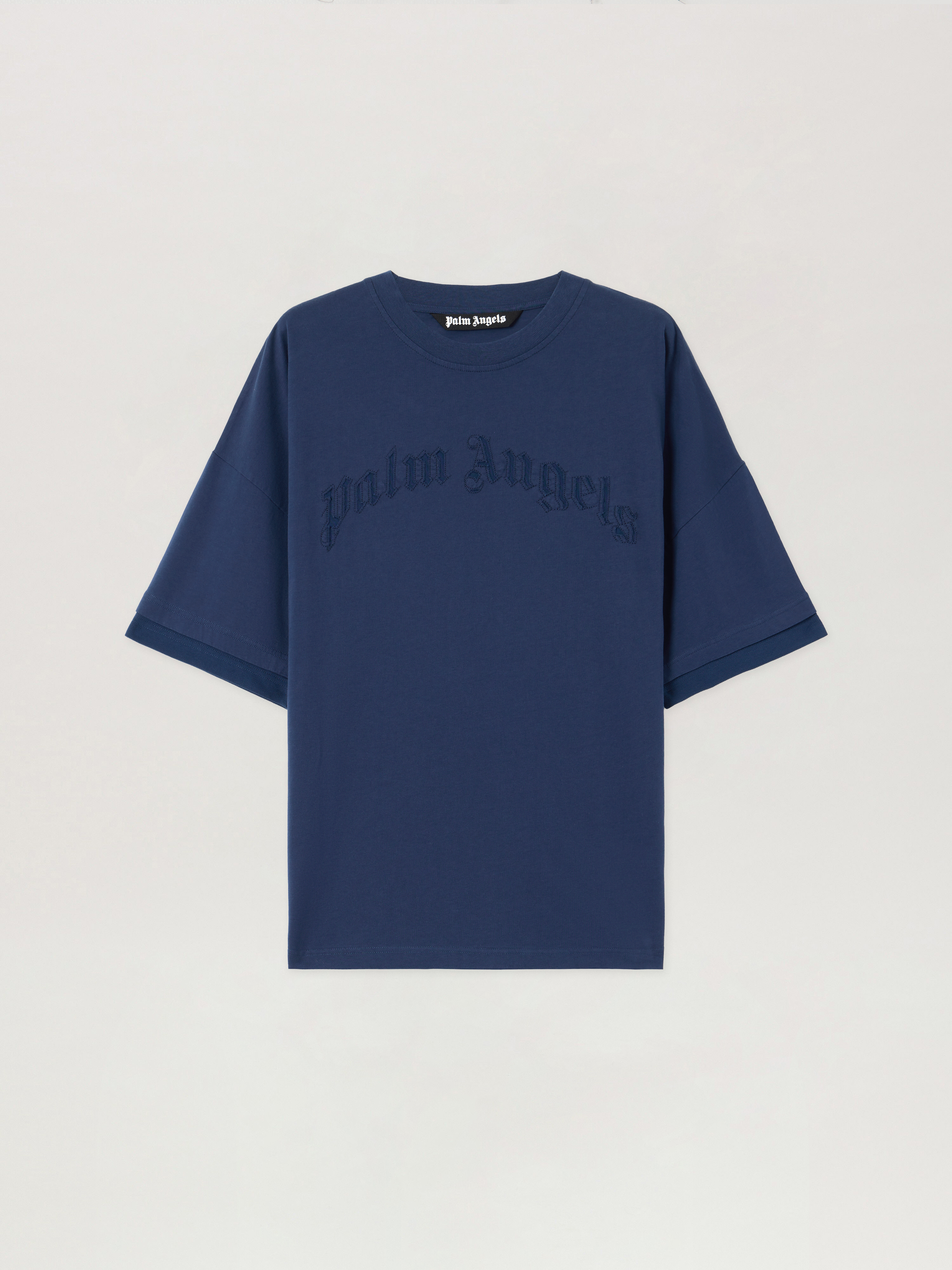 Curved Logo Loose Double T-Shirt in NAVY BLUE NAVY BLUE for Men