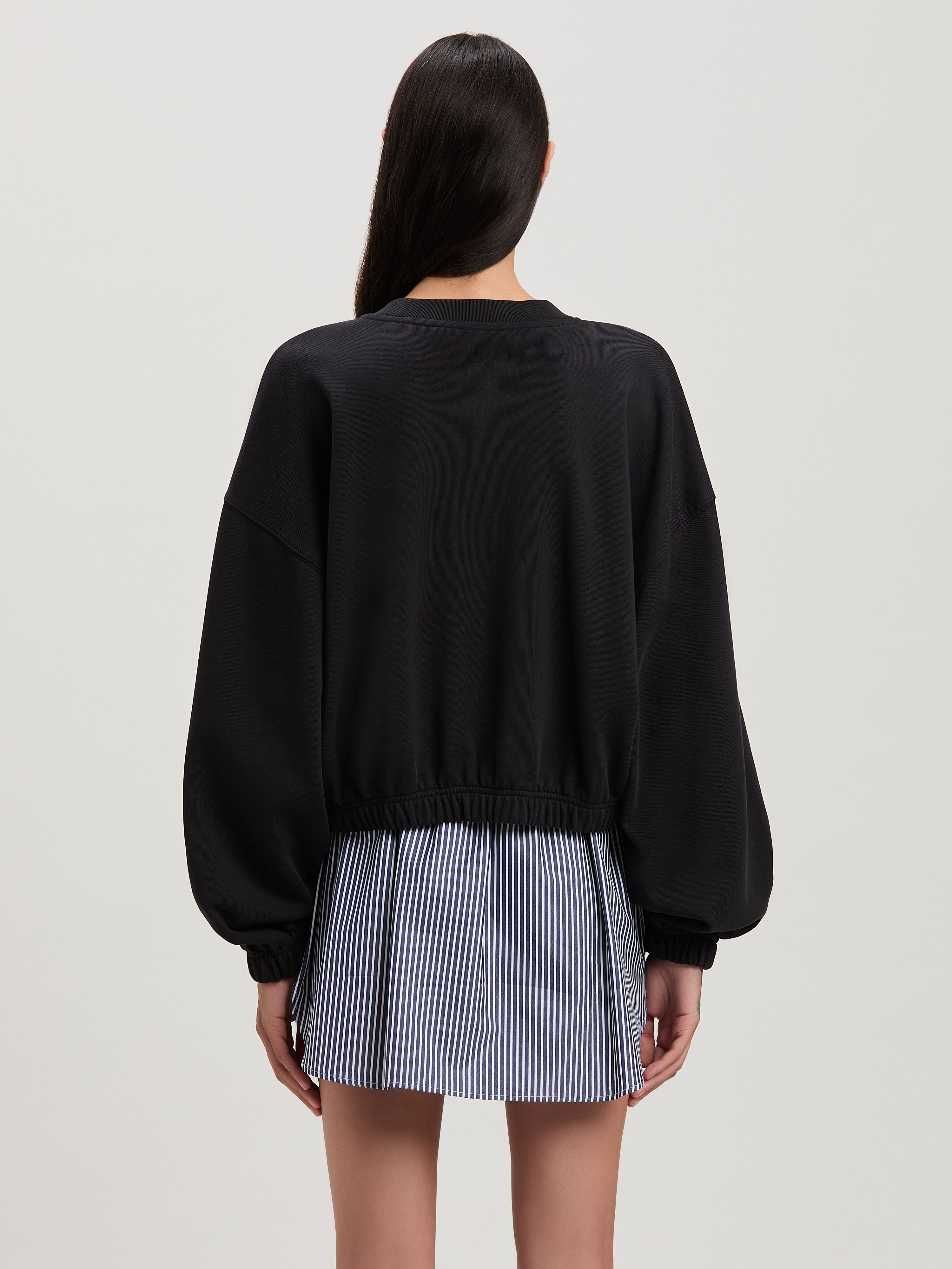 Palm Angels Curvedl Logo Embroidered Cropped Sweatshirt