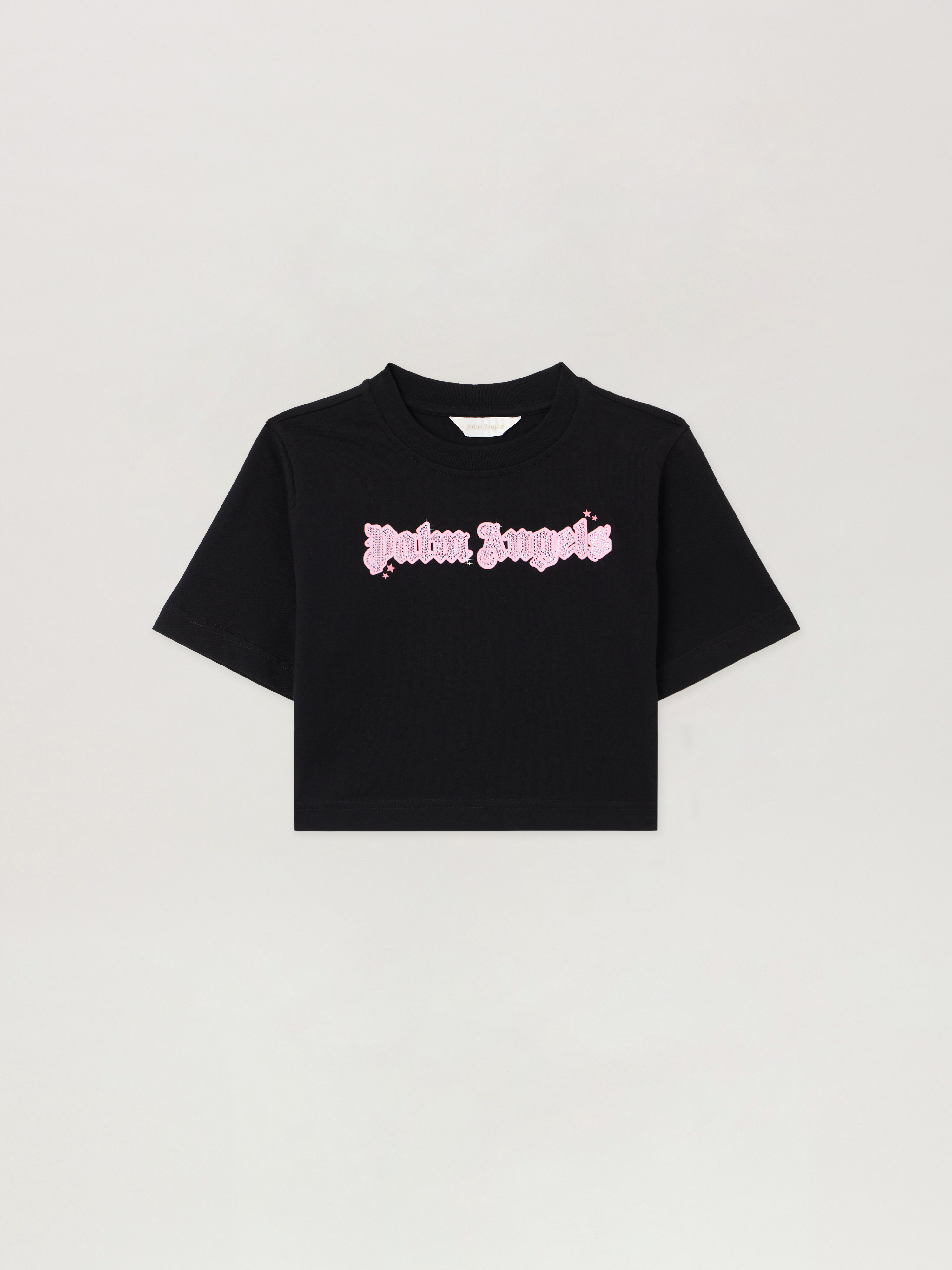 Shiny Studs Cropped T-Shirt in NERO/BLACK | Palm Angels®