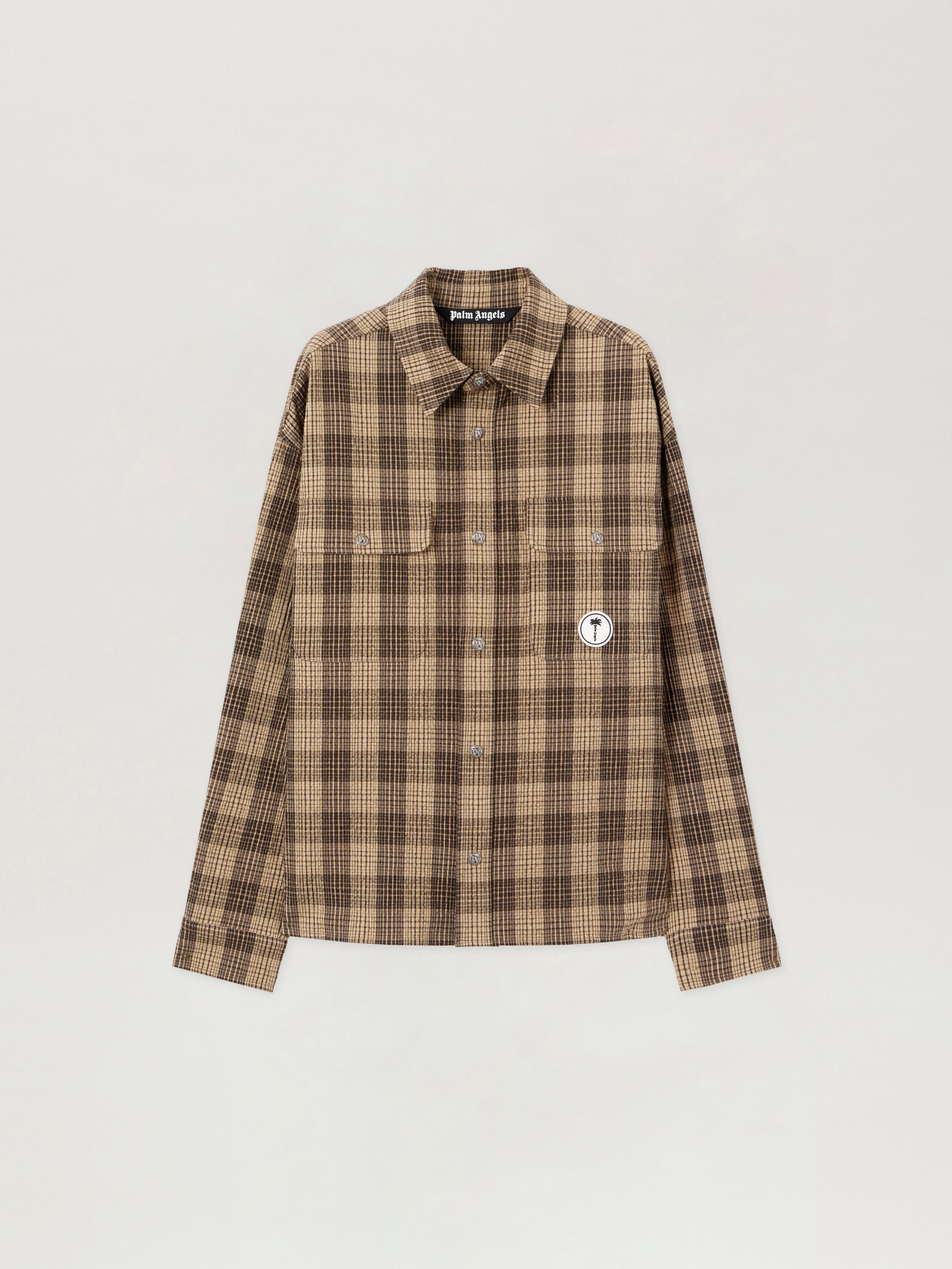 Tree Logo Check Loose Overshirt in BROWN OFF WHITE for Men | Palm