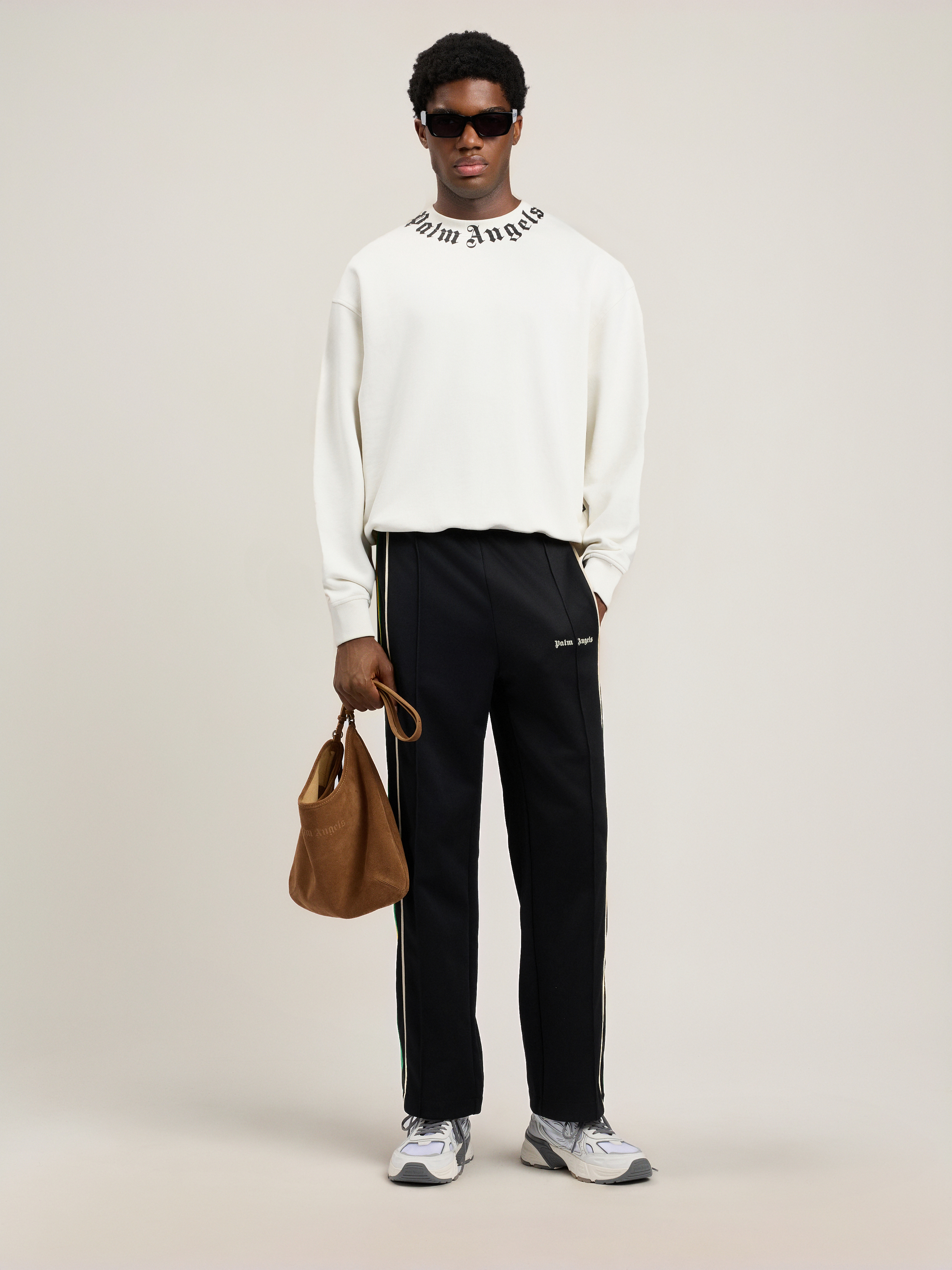 Palm Angels Relaxed-fit Cotton Sweatshirt With Signature Print In White