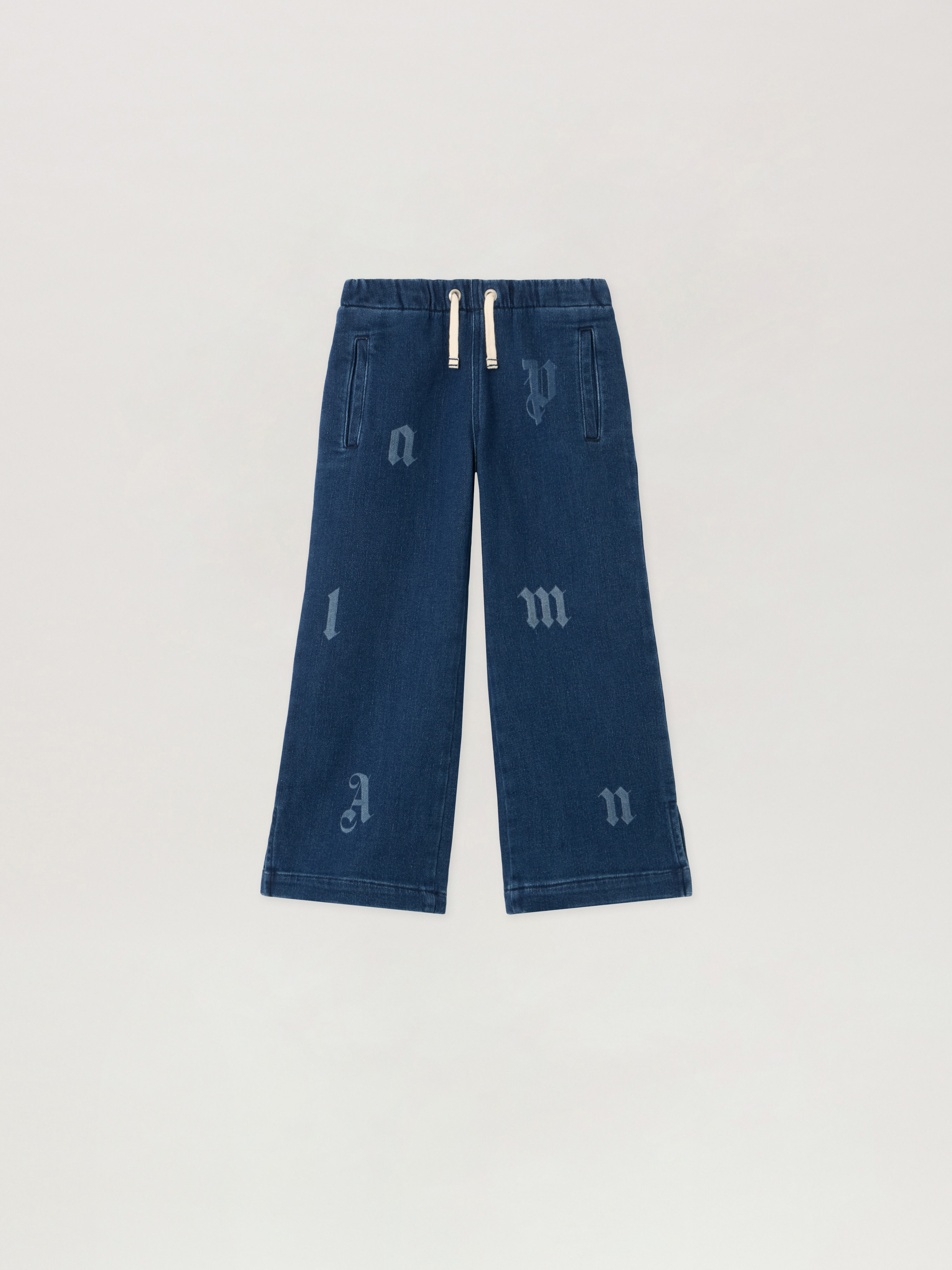 Palm Angels Girls Blue/Light Letters Washed Wide-Leg Denim Pants Kids Medium