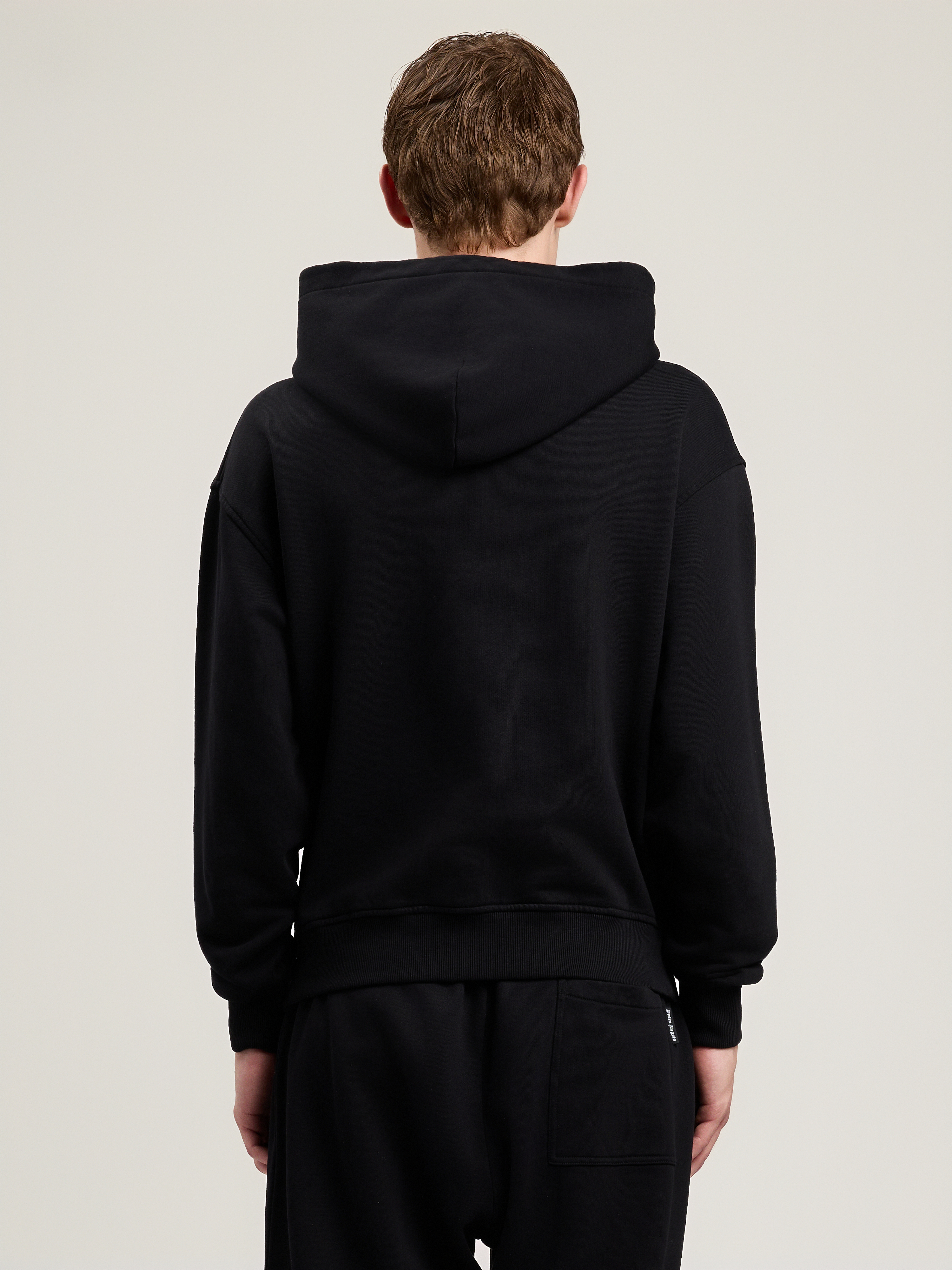 Palm Angels Men's Logo Neck Cotton Hoodie In Black