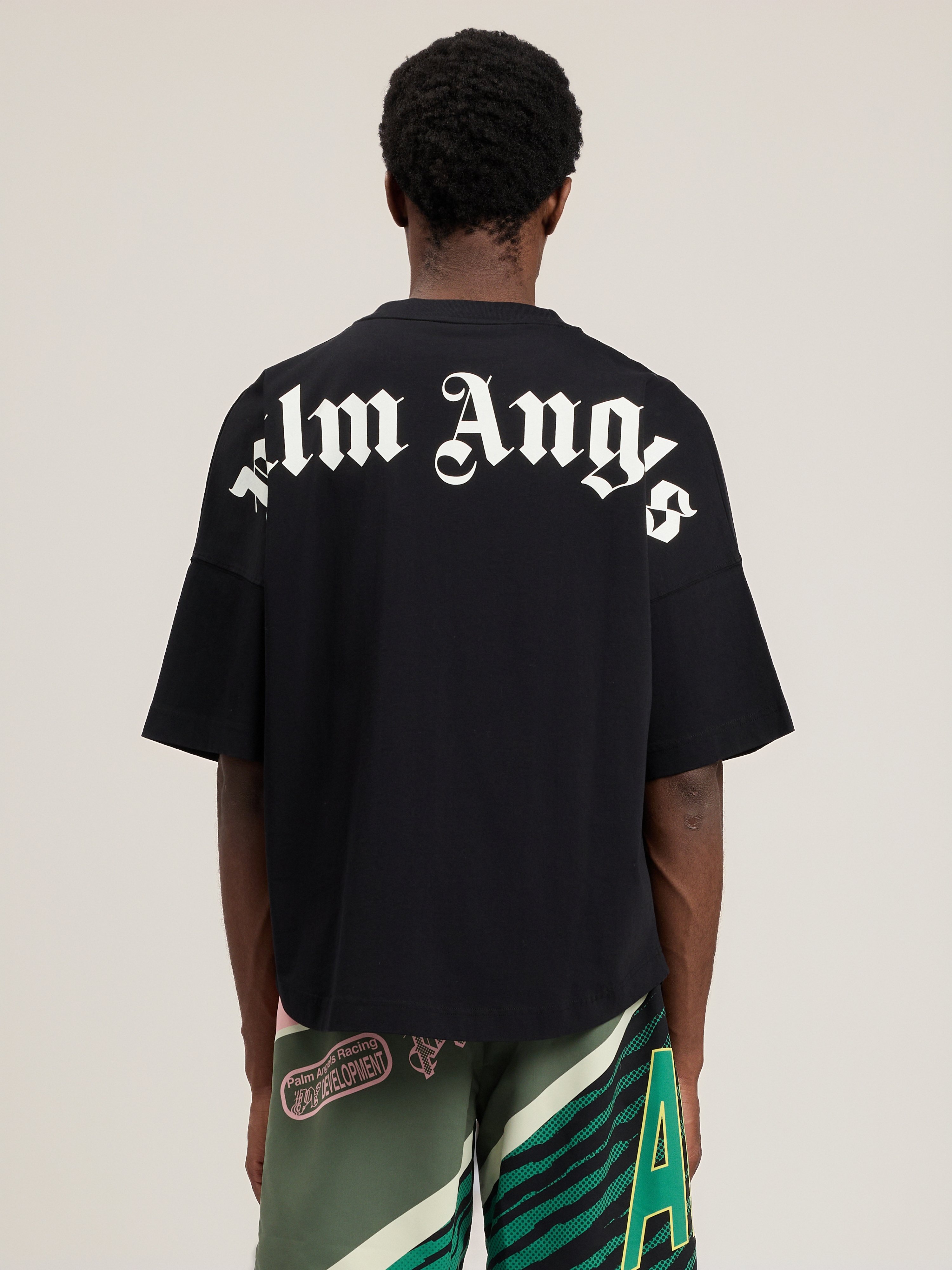 Palm Angels Mens Black White Classic Logo-print Cotton-jersey T-shirt M In Black