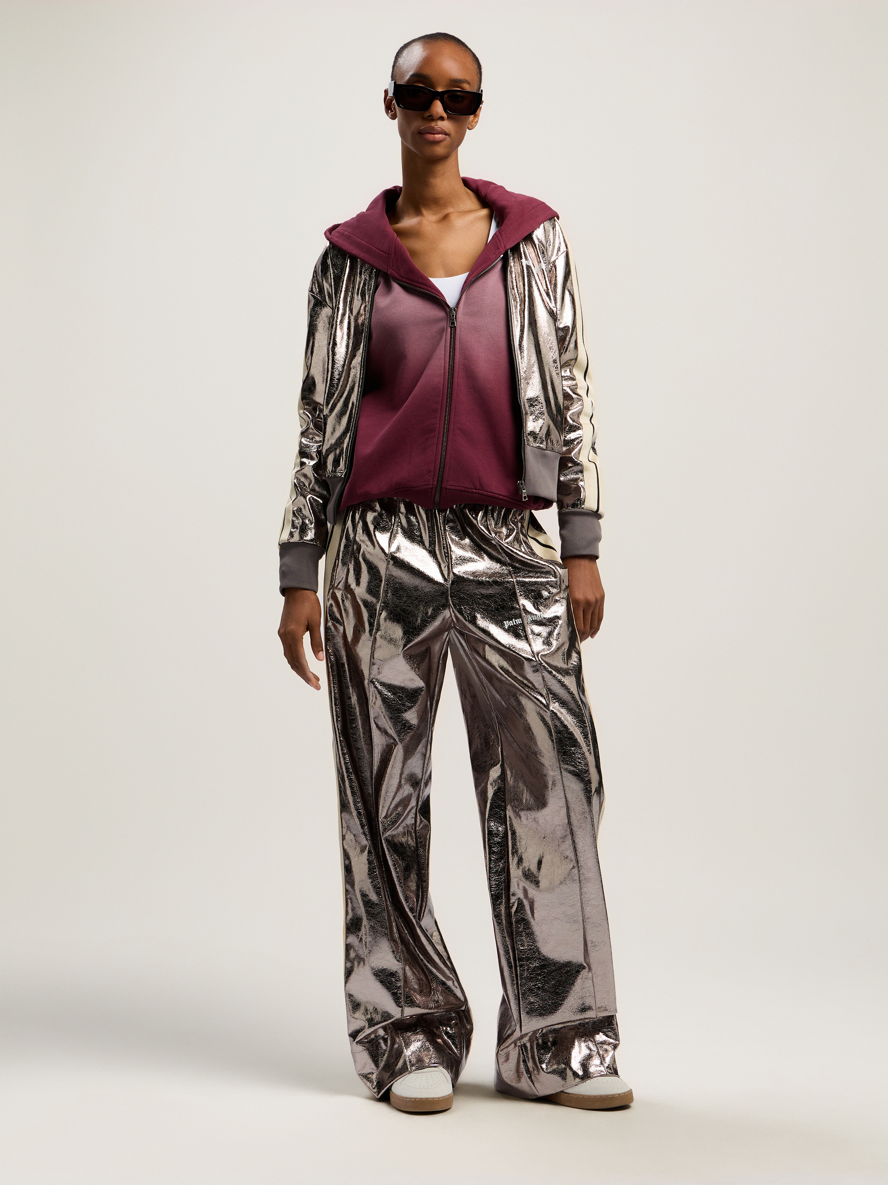 Palm Angels Book Club Zip Crop Hoody In Gray