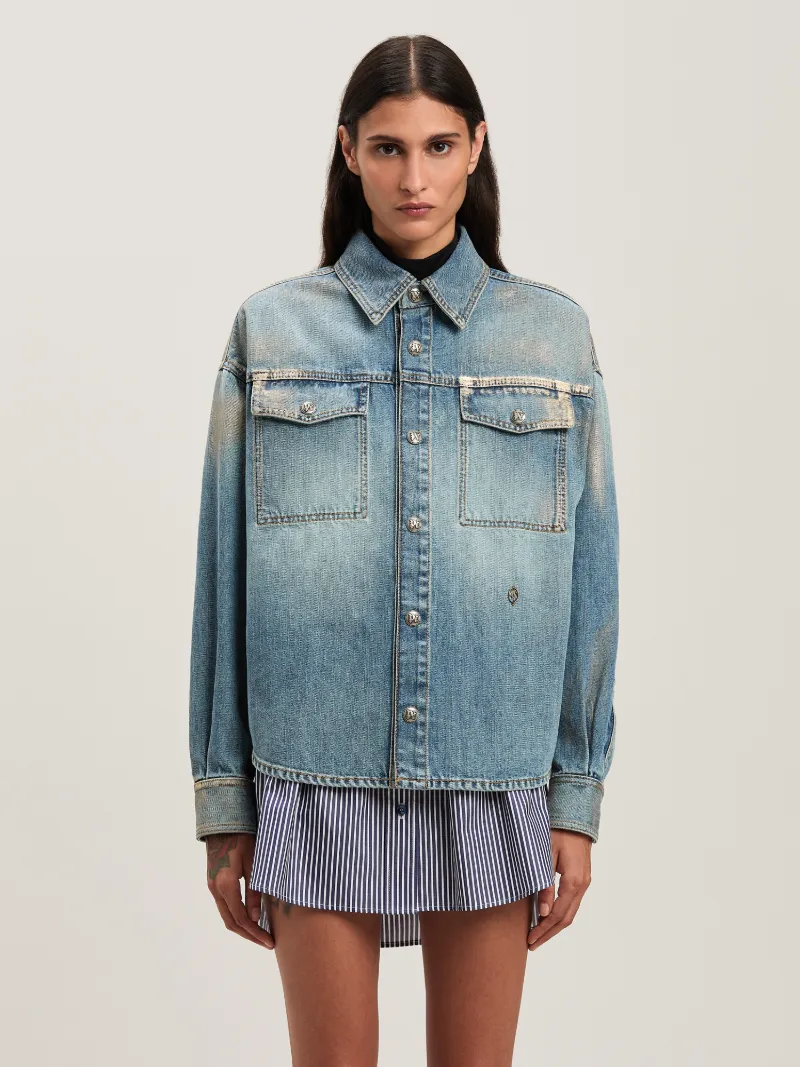 Palm Angels Metal Brushed Denim Shirt