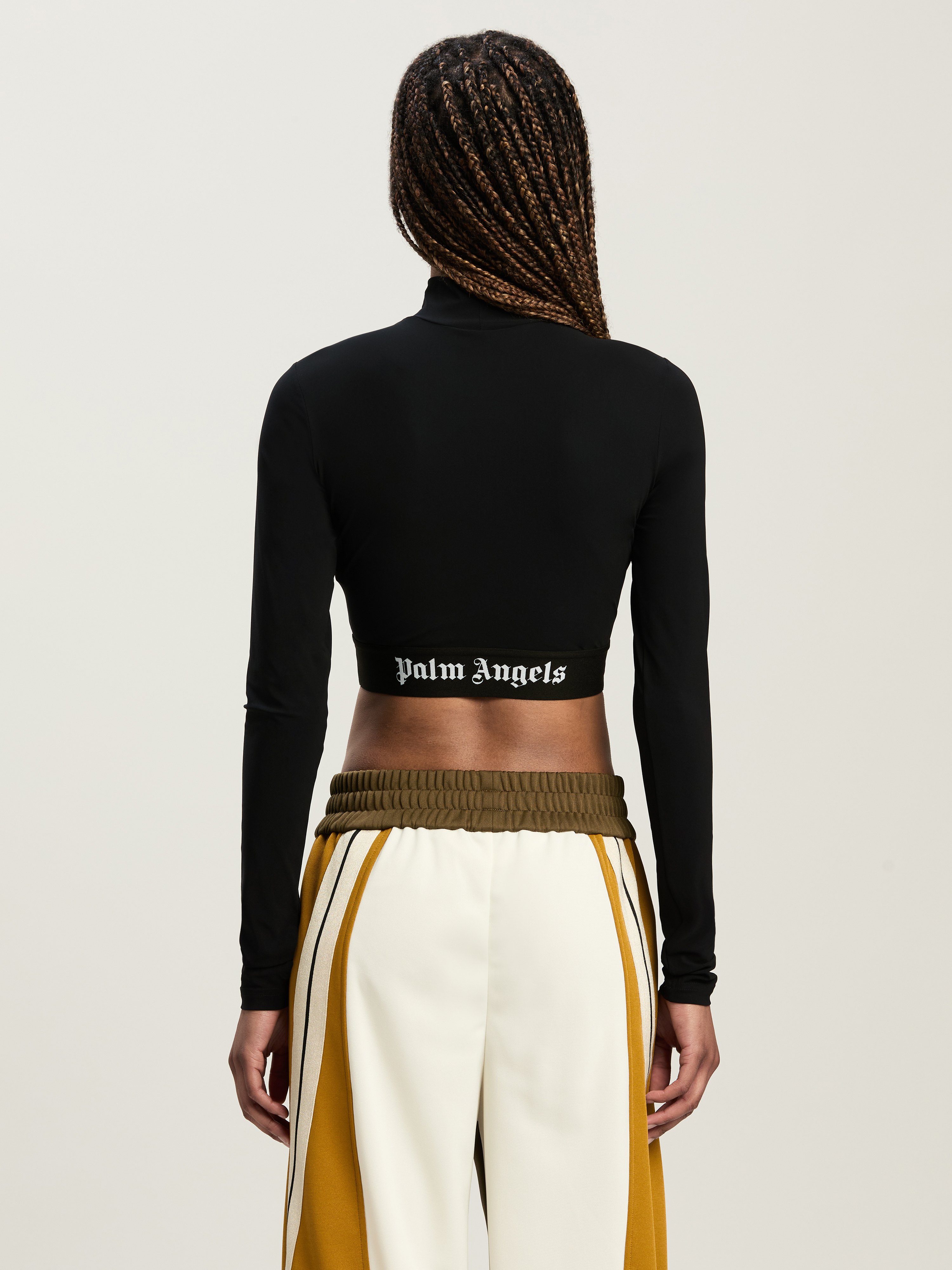 Palm Angels Sport Cropped Mock Top With Logo Band