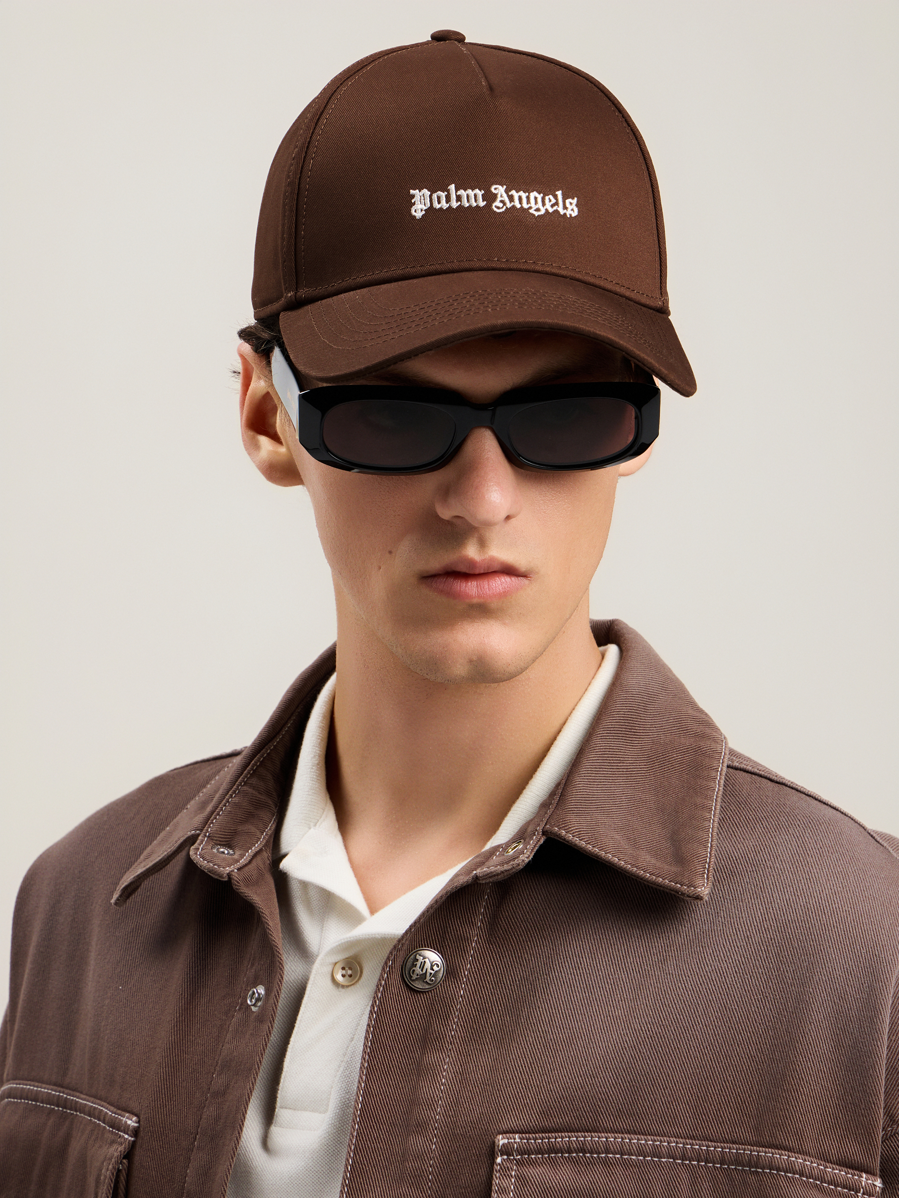  Palm Angels Classic Logo Cap Man  Brown Off White 