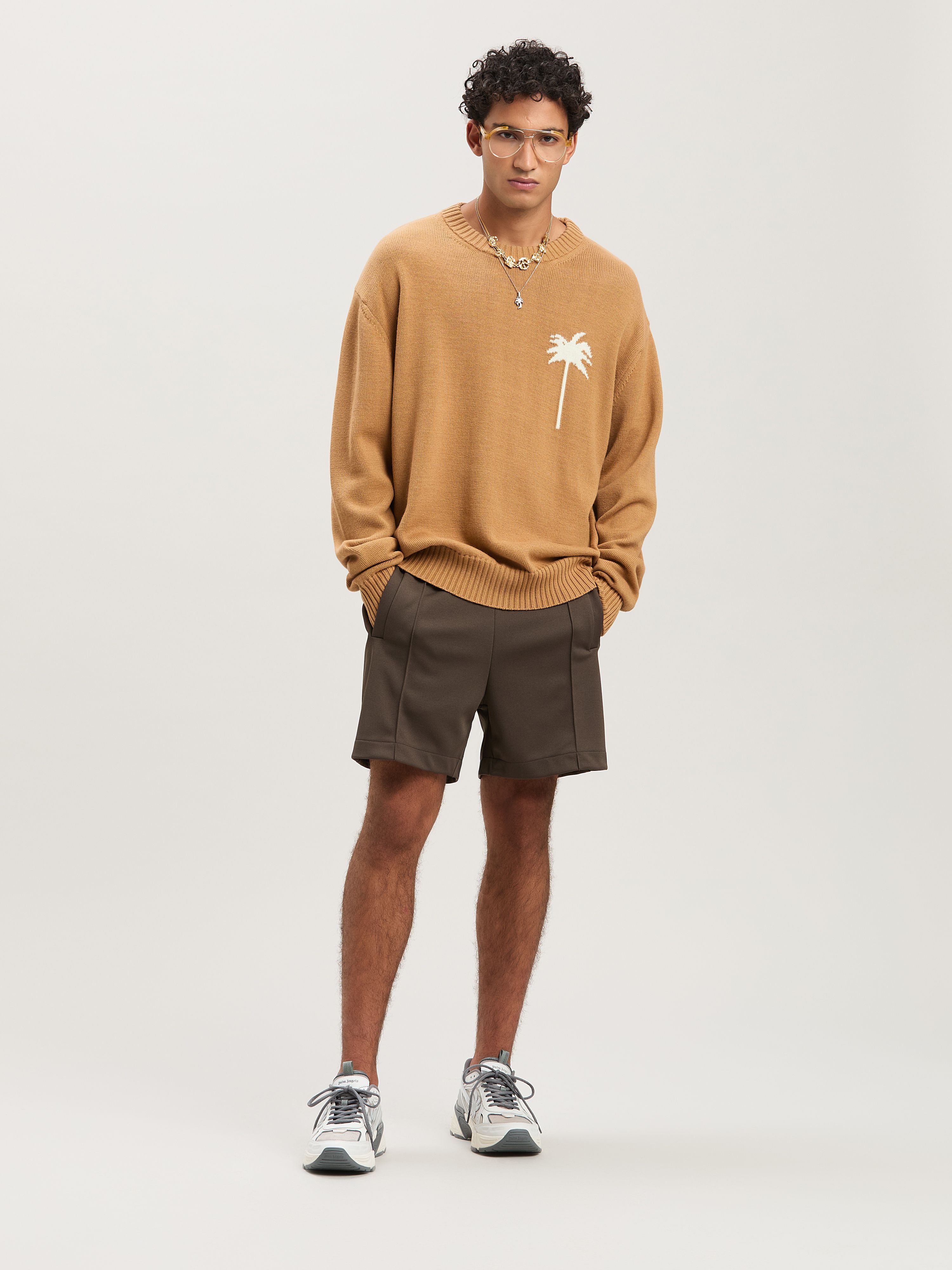 Palm Angels Curved Logo Track Shorts