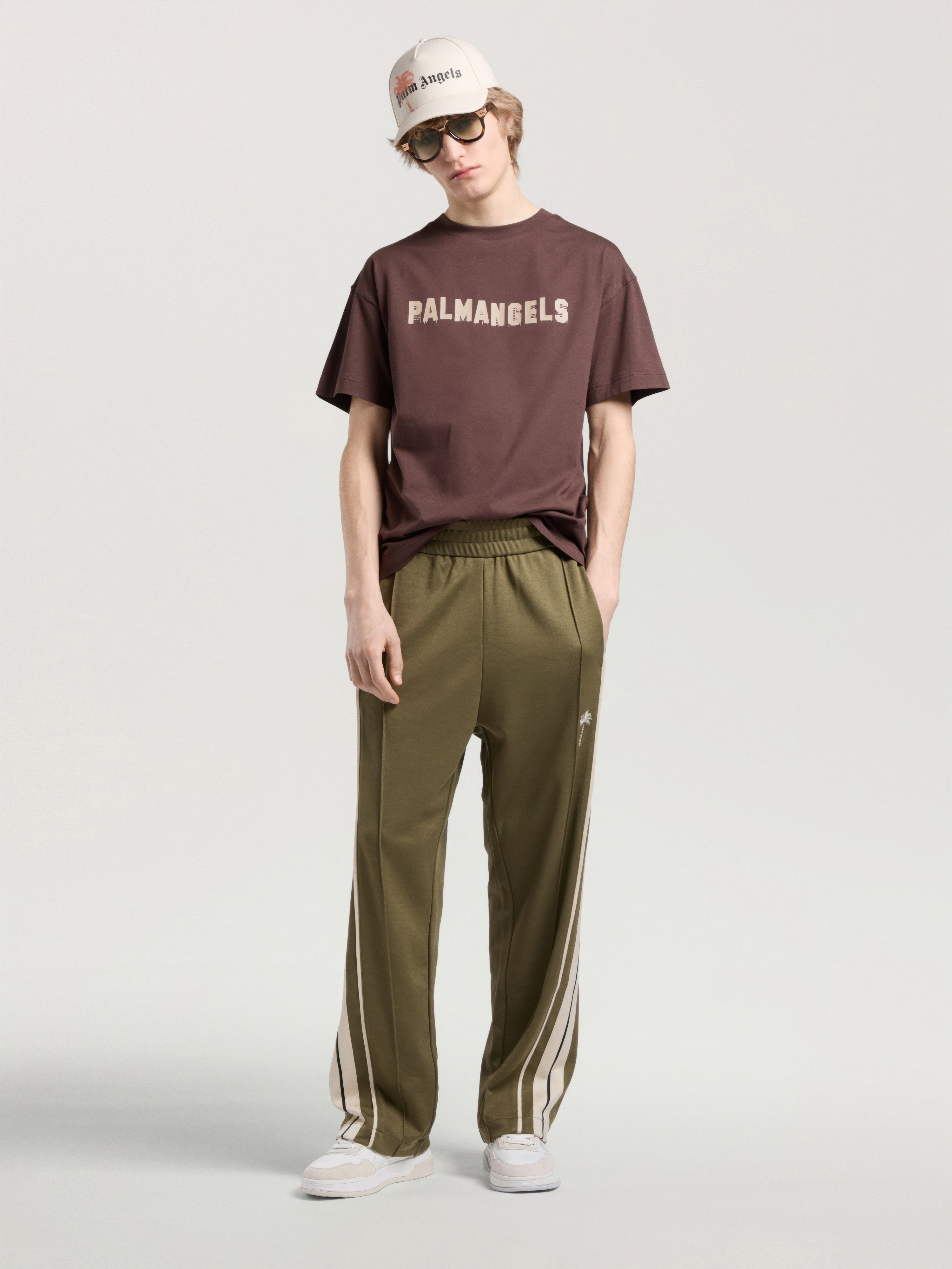 Palm Tree Striped Track Pants in OLIVE GREEN - OFF WHITE for Men