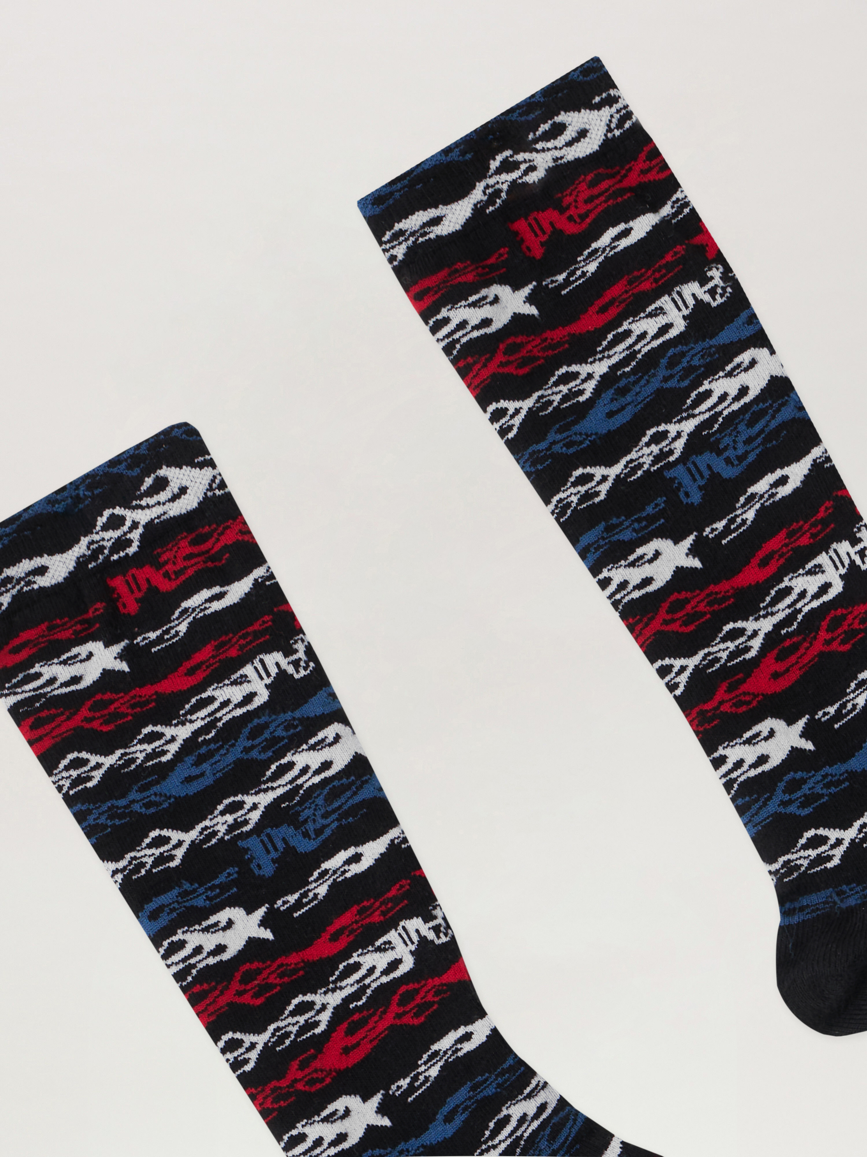  Palm Angels Flames Flag Jacquard Socks Man  Black - Multicolor 
