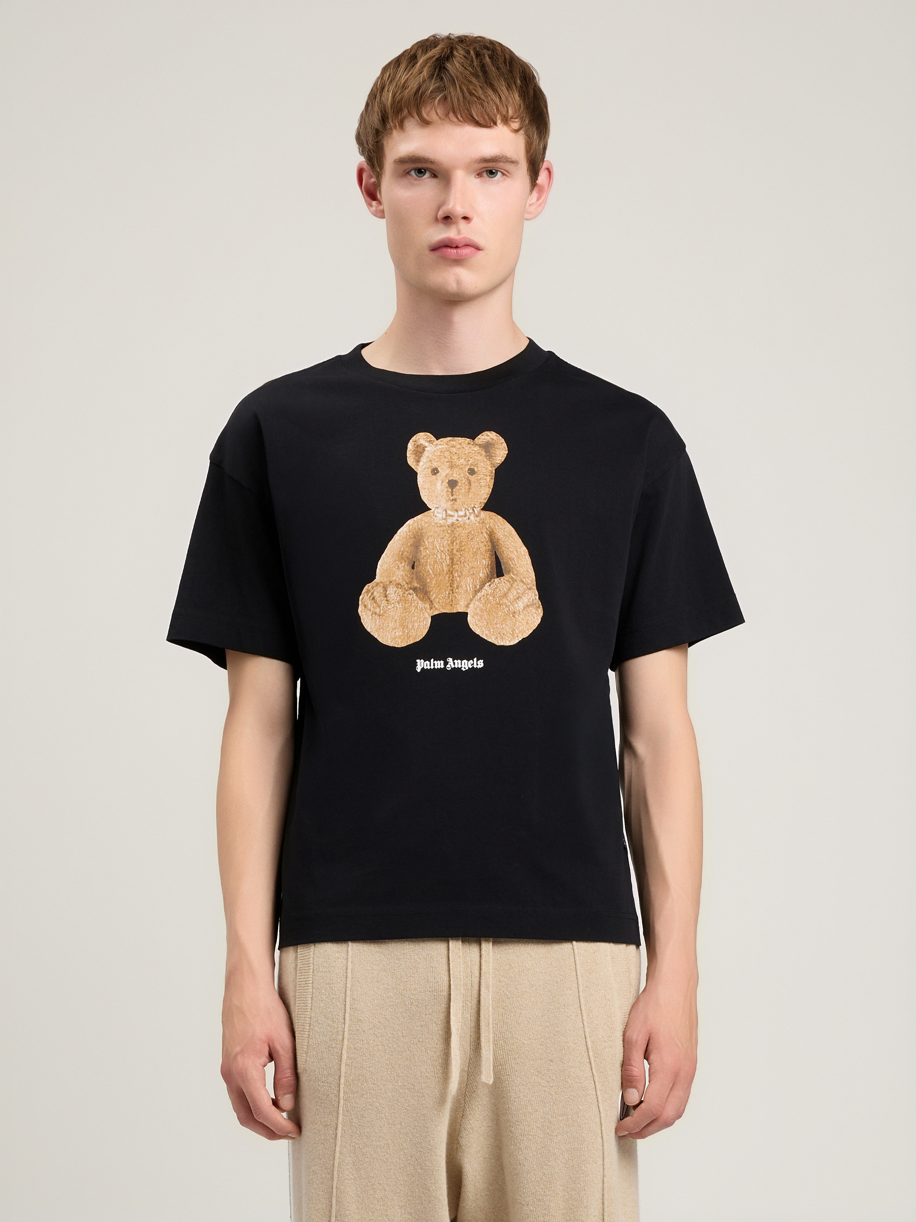 Palm Angels Men Black Bear T-shirt, Xxs Luxury T-shirts For Men Darveys