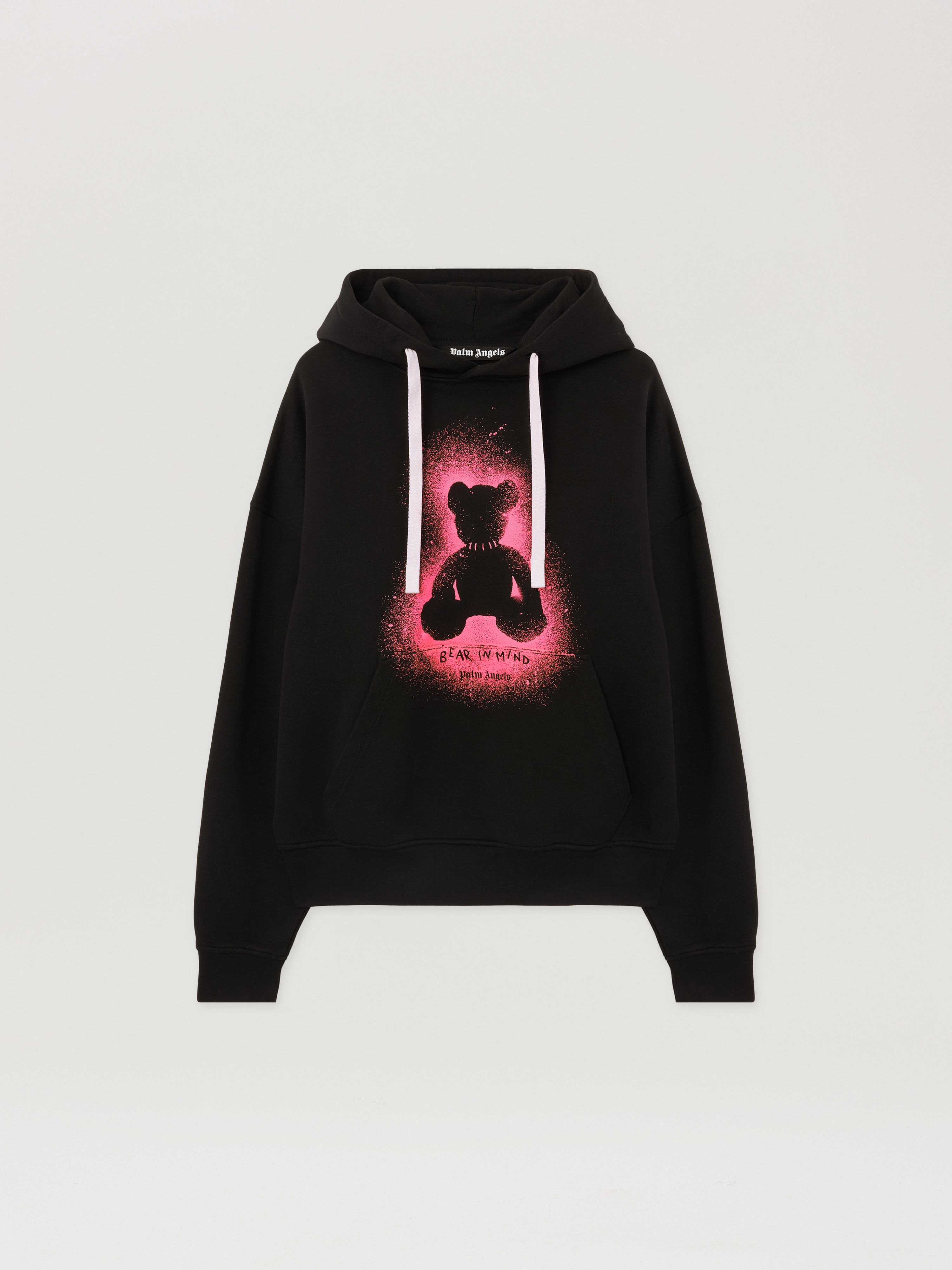 Spray Bear Loose Hoodie in BLACK - FUCHSIA FLUO for Men | Palm Angels®