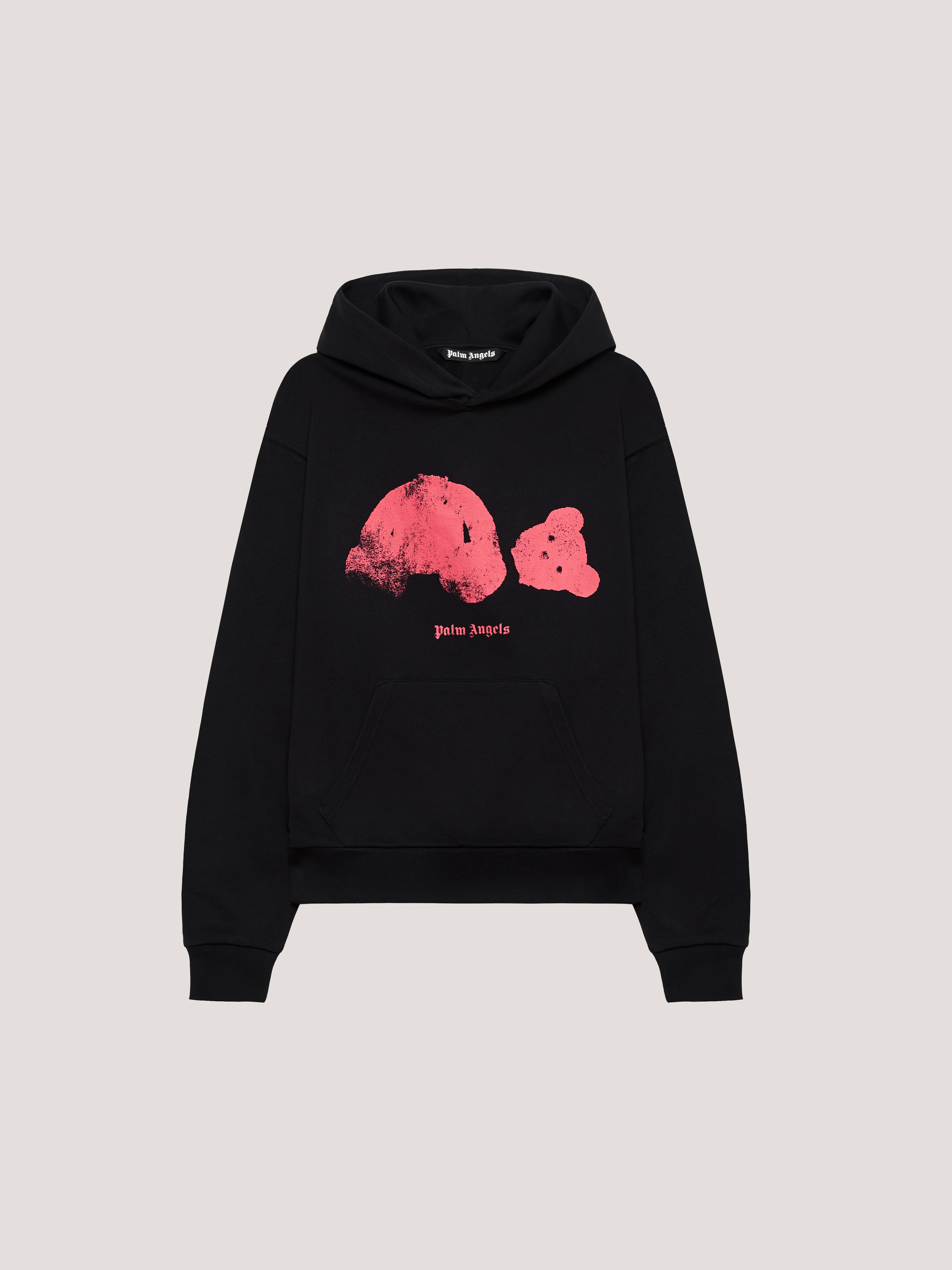 Palm Angels Black/Pink Spray Broken Bear Hoodie Man