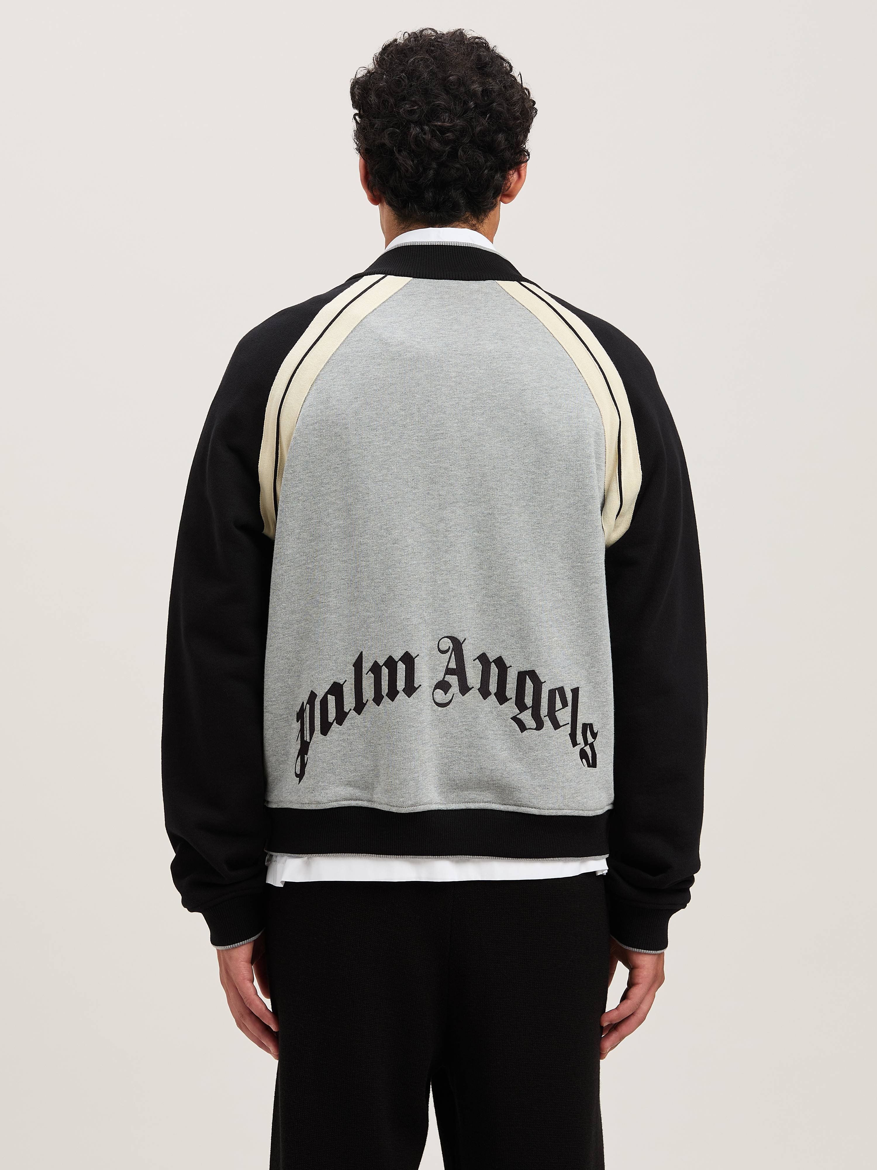 Palm Angels Front Button Closure Light Grey Sweater With Raglan Sleeves And Logo Detail In Gray