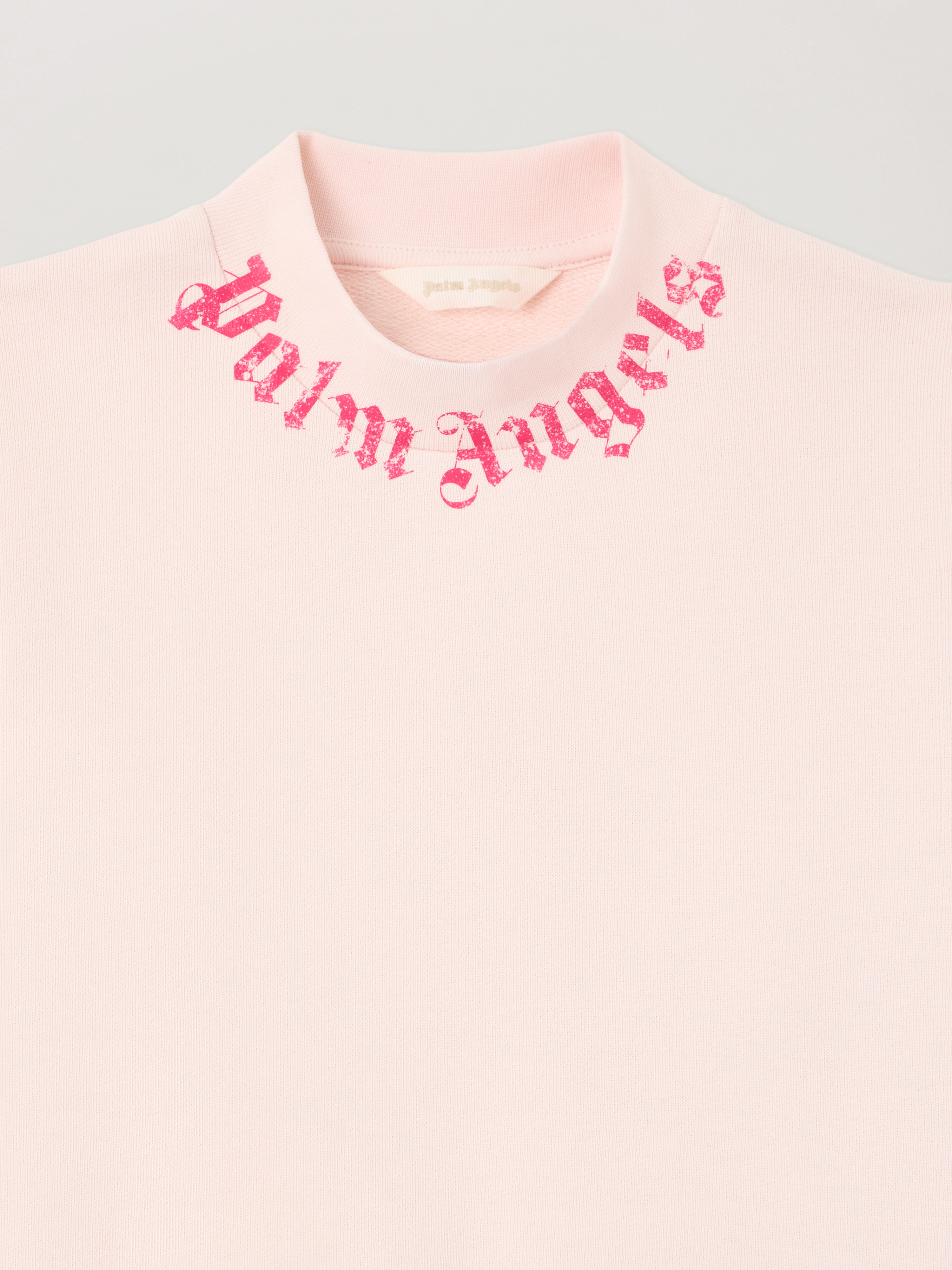  Palm Angels Neck Logo Brushed Crew Sweatshirt Kids  Rosa/pink 