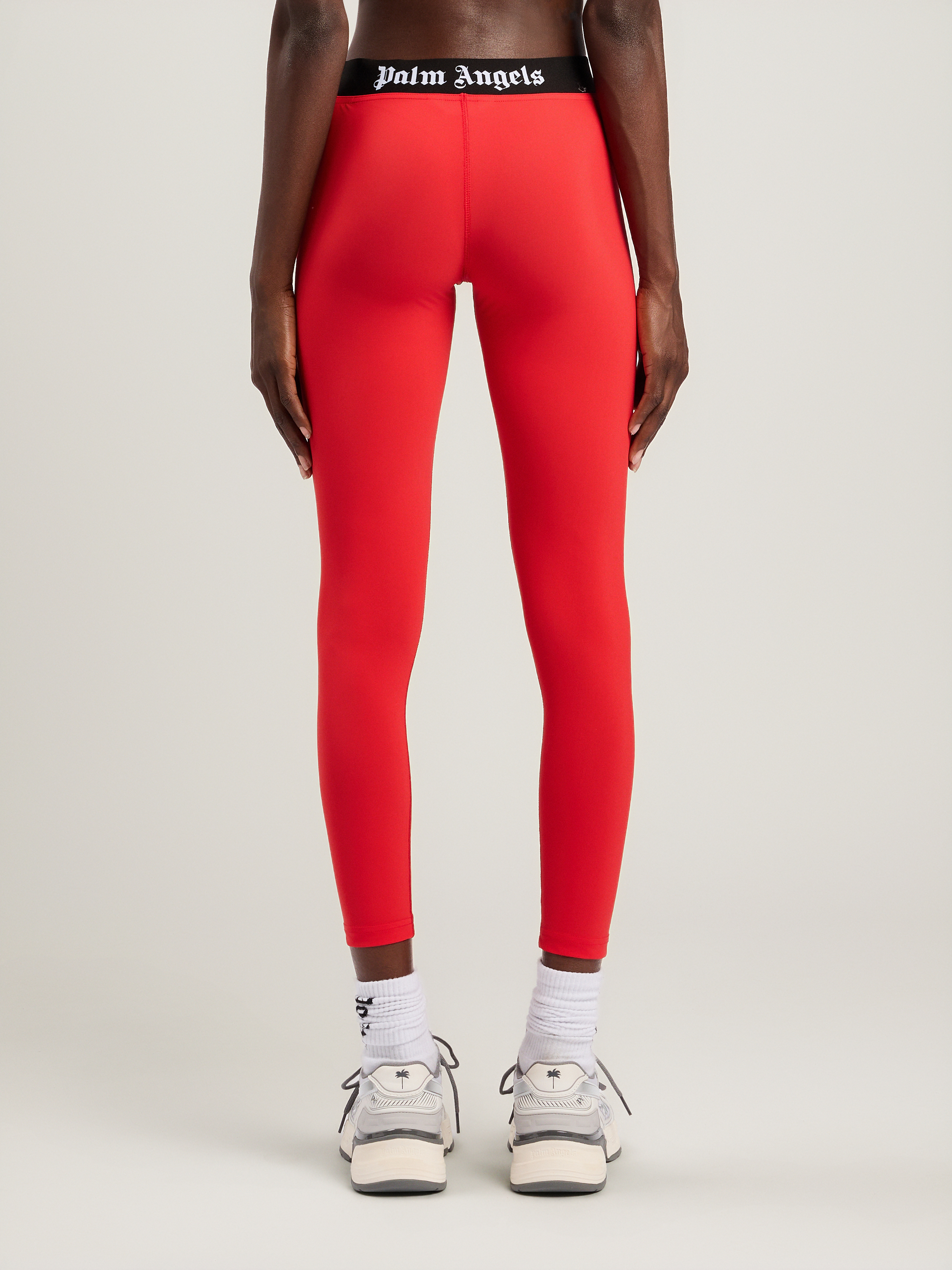 Palm Angels Logo Sport Leggings Elastic Waistband Stretch In Red