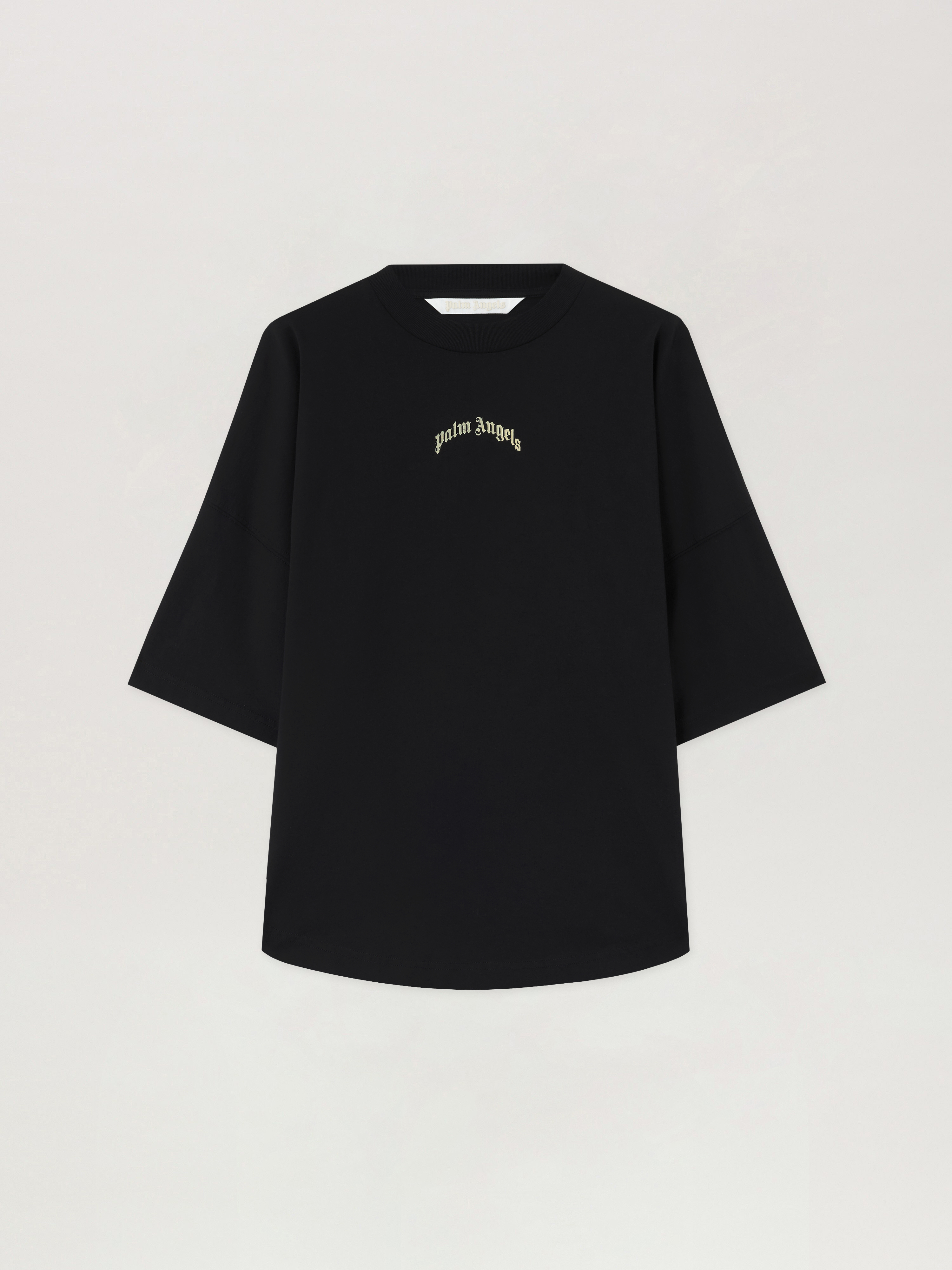 Palm Angels Curved Logo Oversized T-shirt In Black