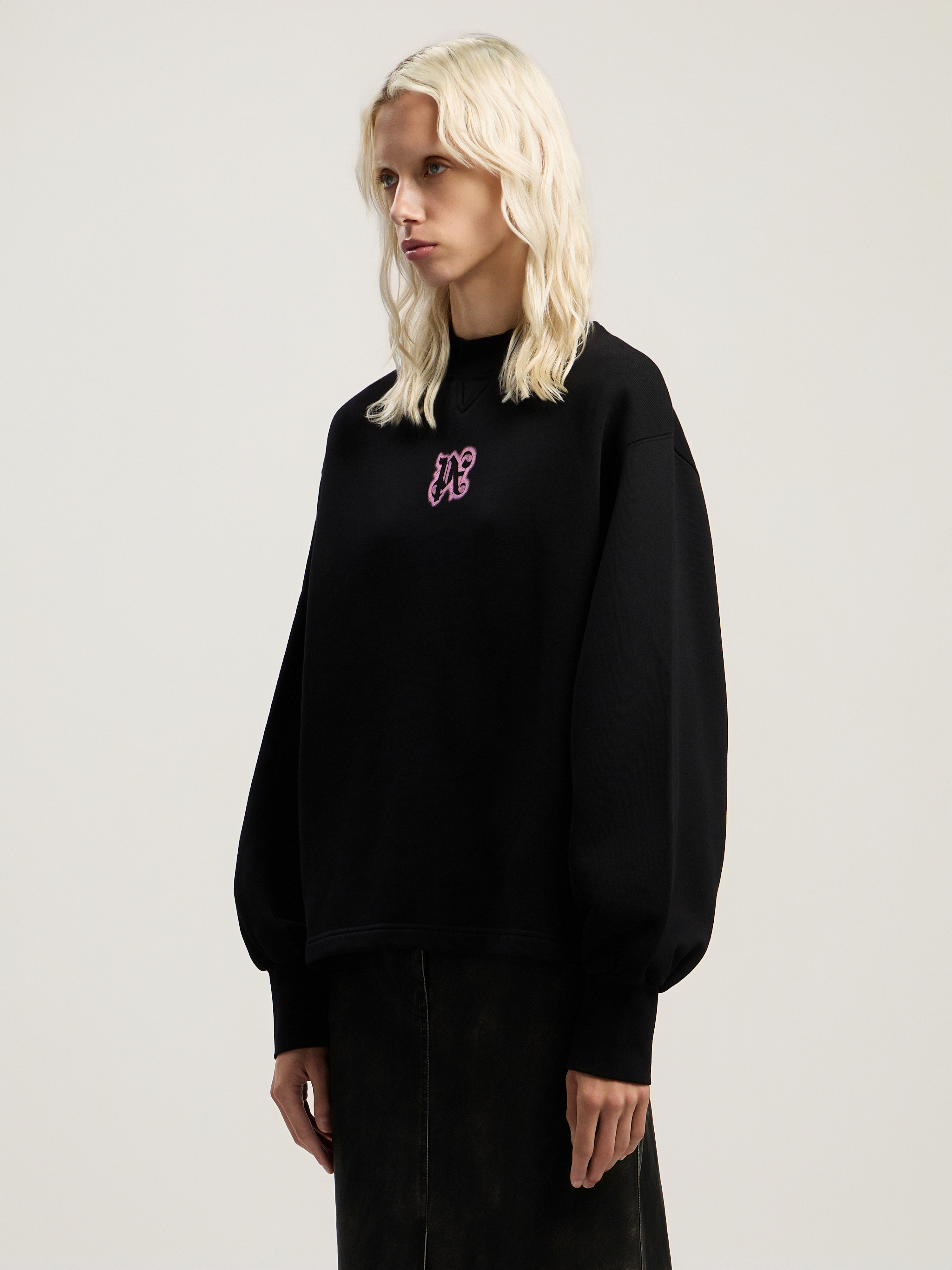 Palm Angels Neon Balloon Crew Sweatshirt In Black