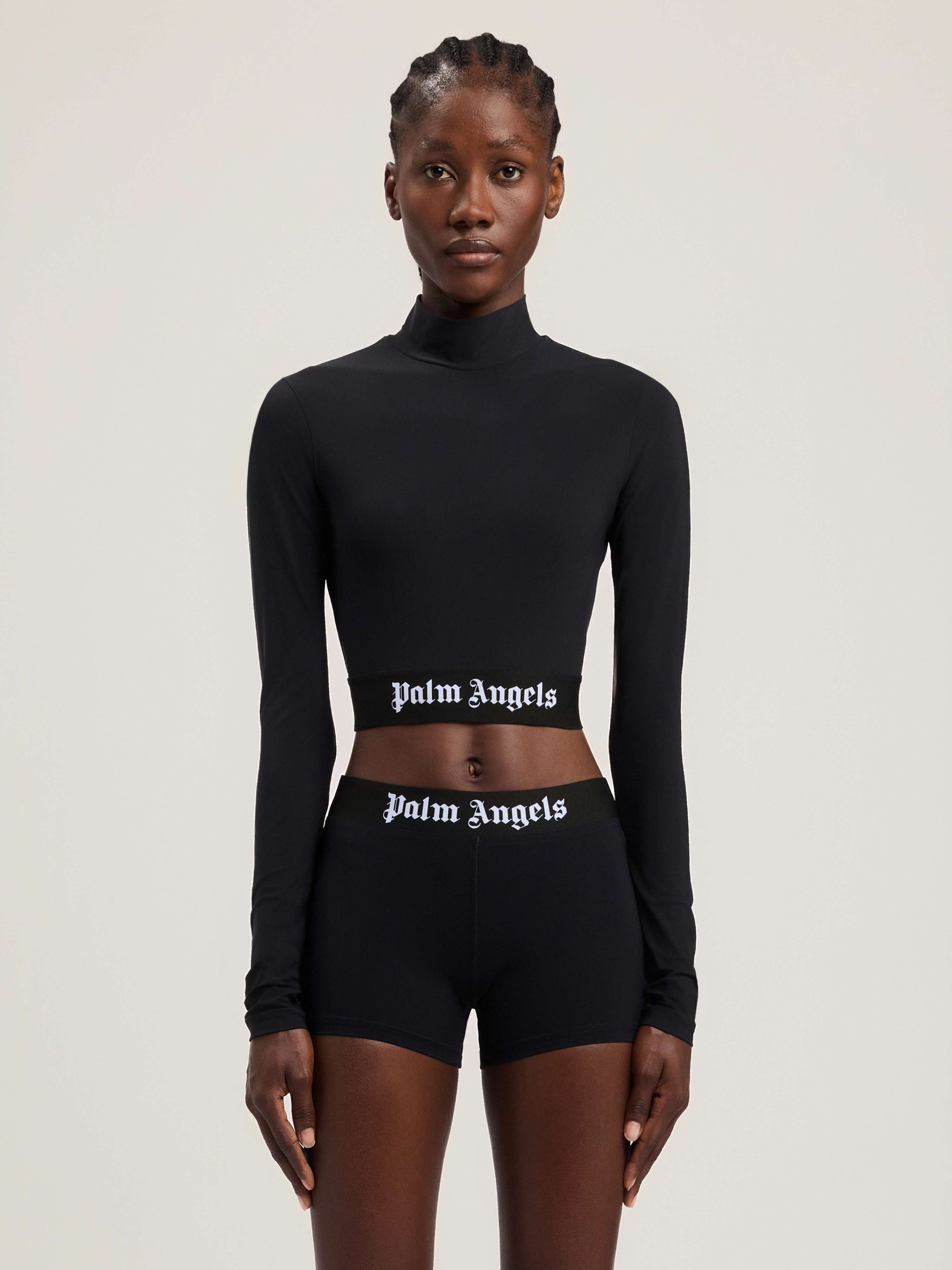 Palm Angels Black Classic Logo Long-sleeved Mockneck T-shirt