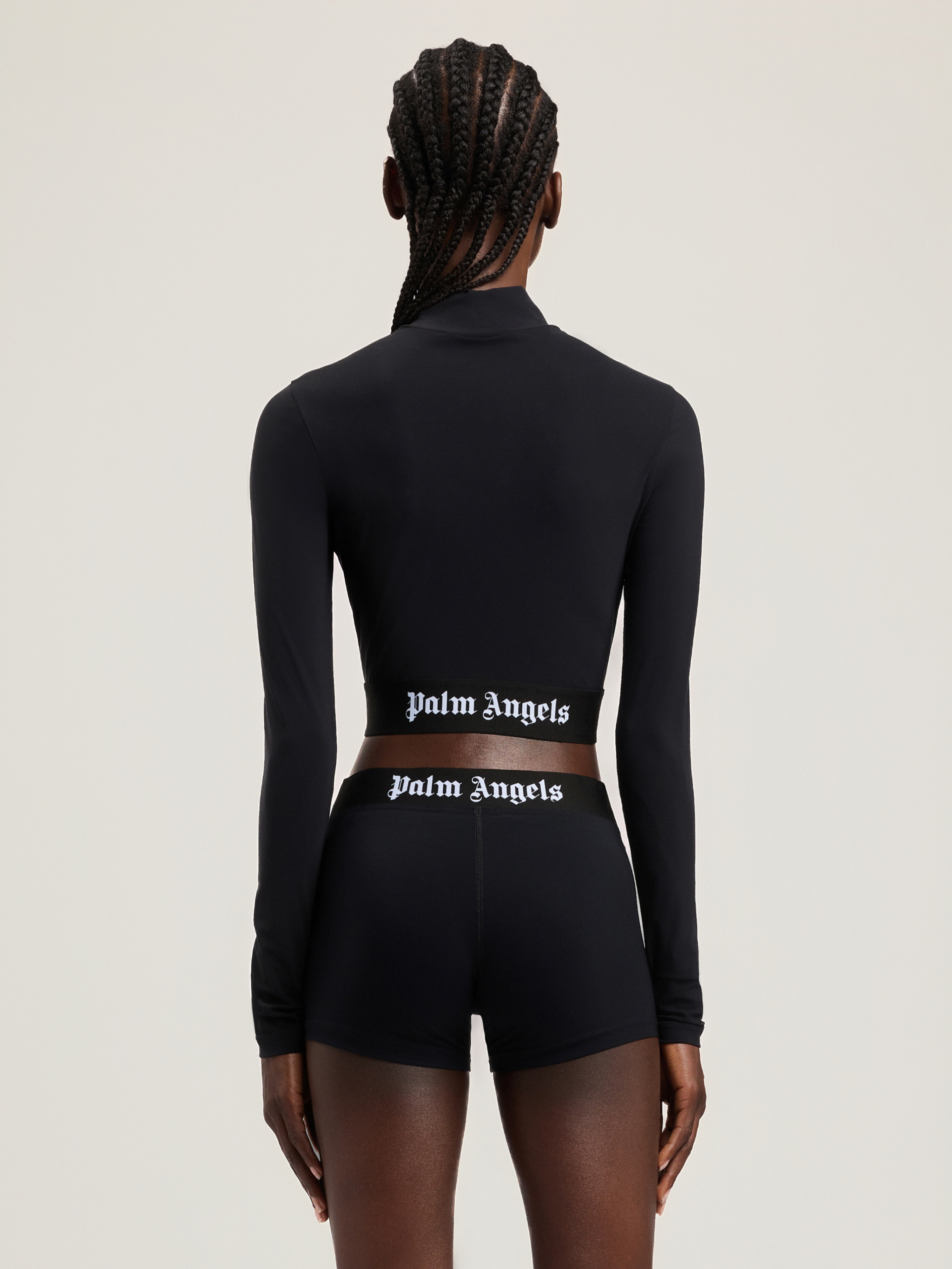 Palm Angels Black Classic Logo Long-sleeved Mockneck T-shirt