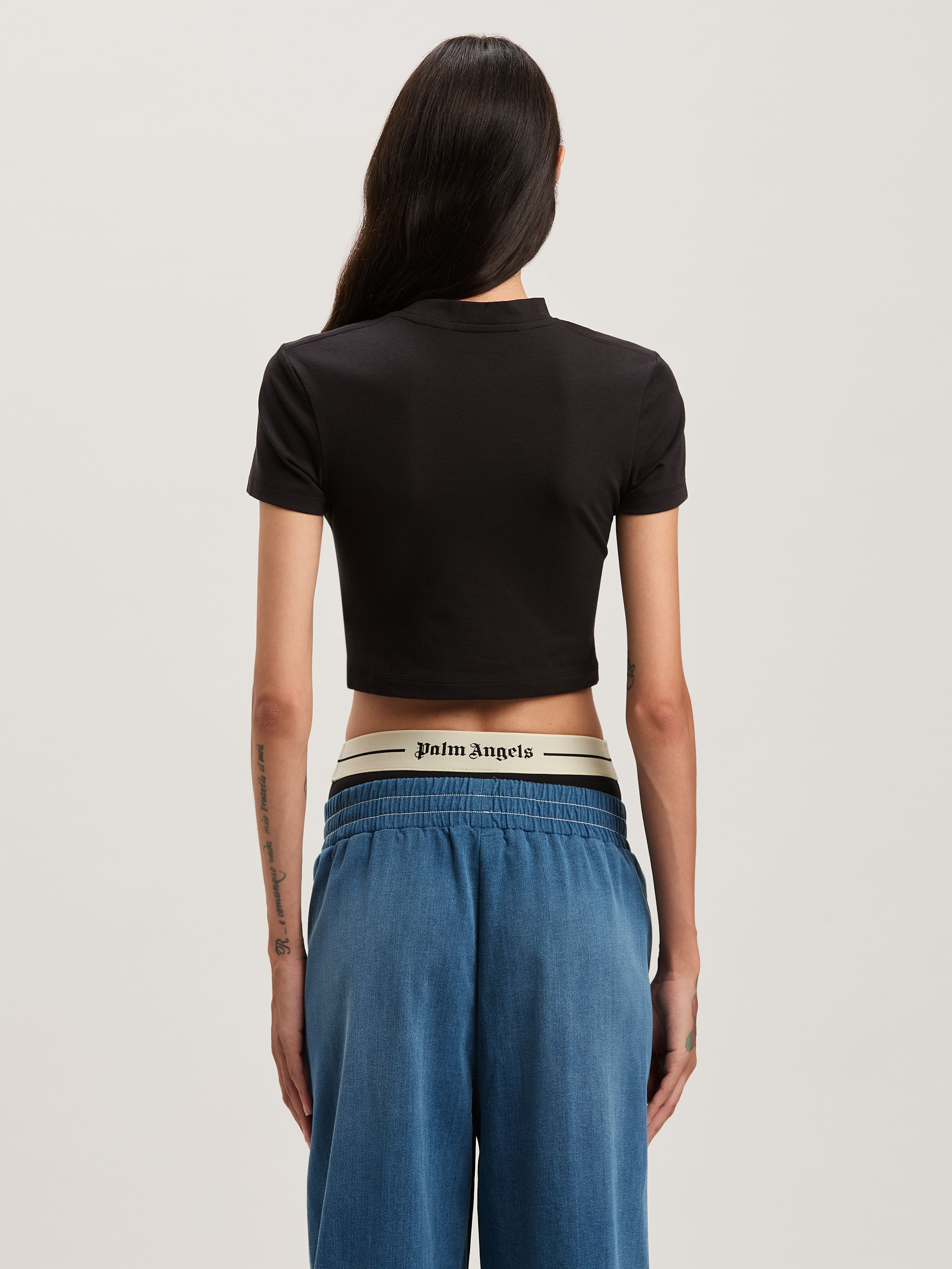 Palm Angels Classic Logo Cropped Baby T-shirt