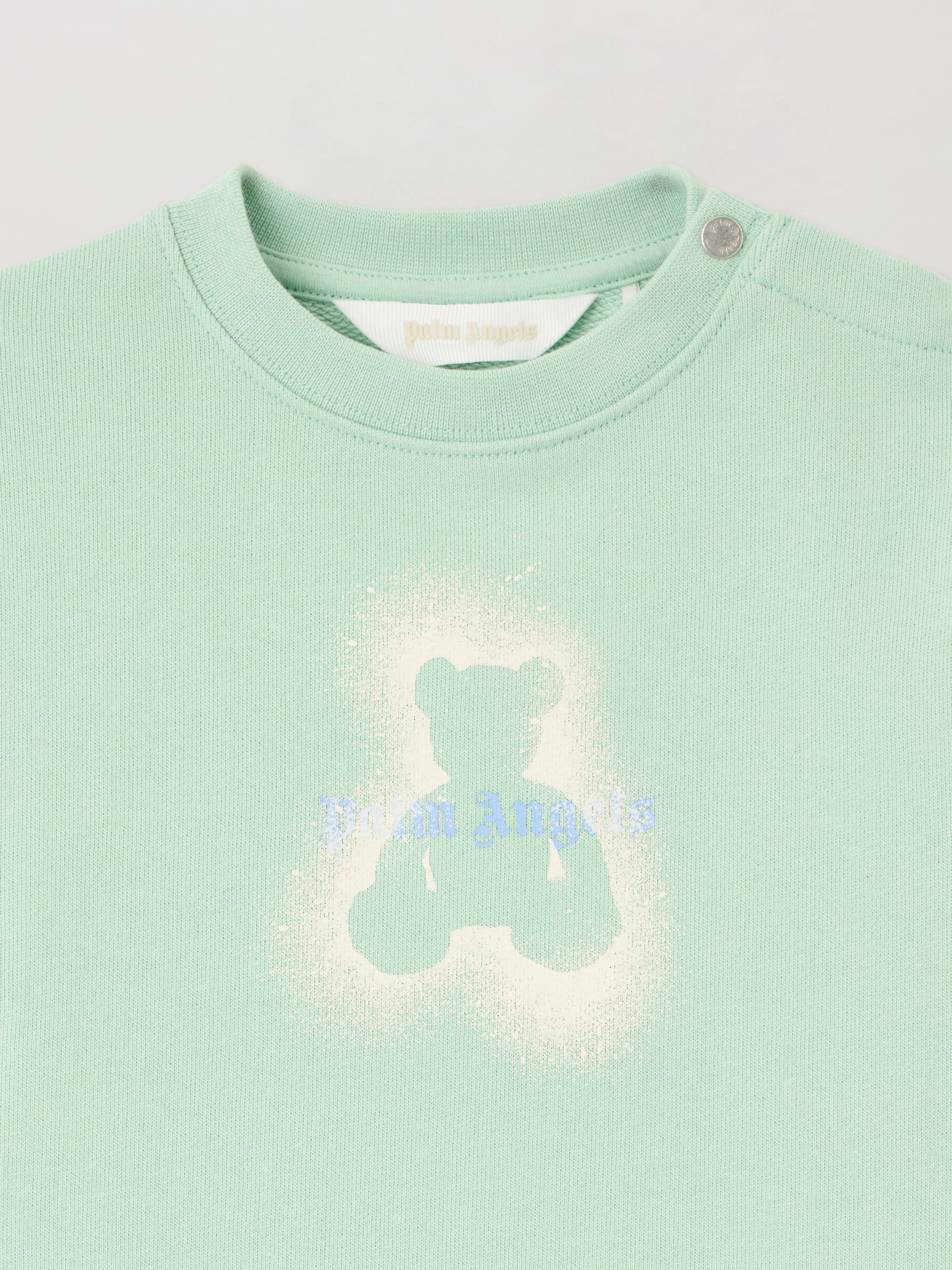  Palm Angels Spray Bear Crewneck Sweatshirt Kids  Verde Chiaro/light Green 