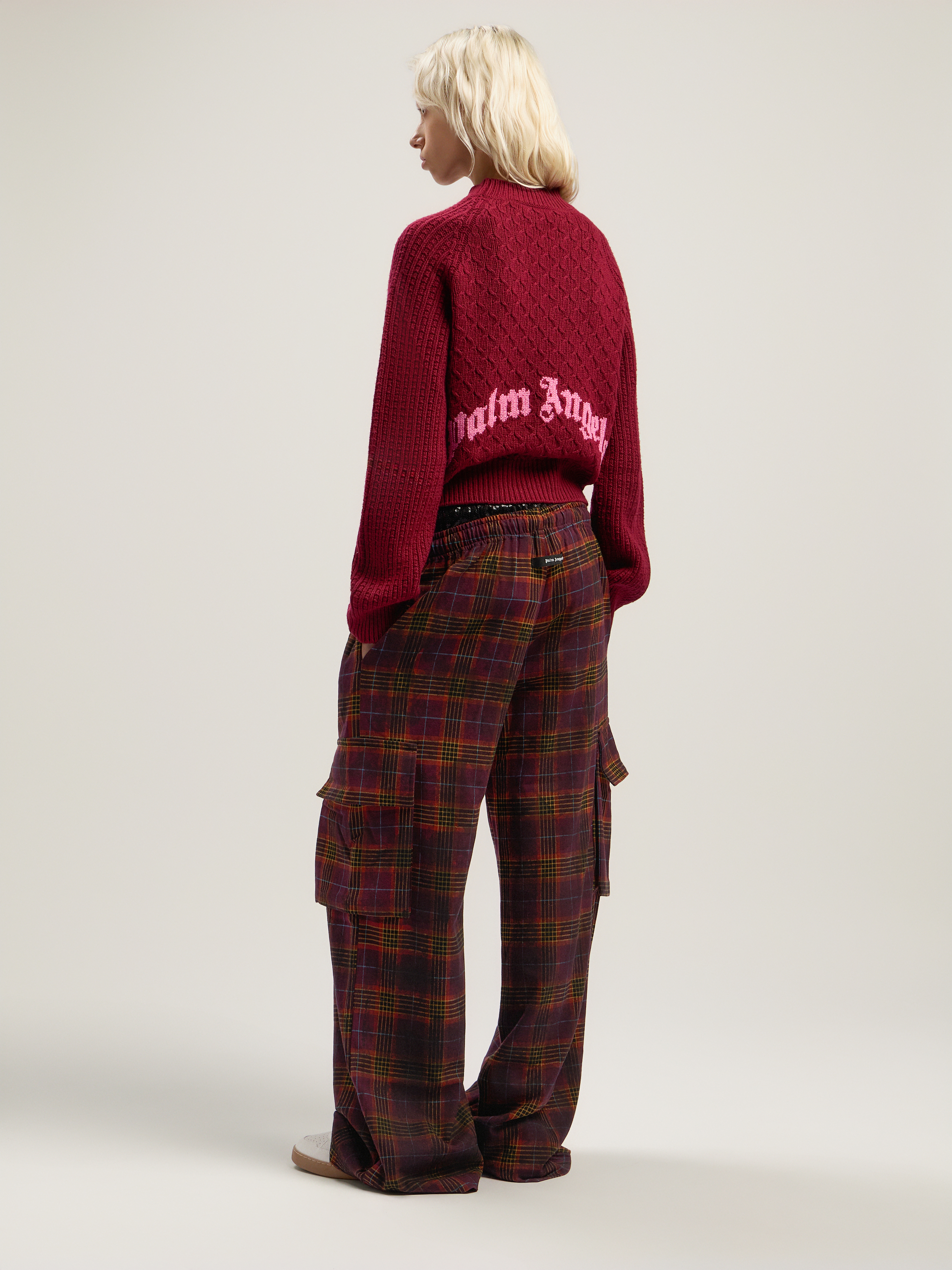 Palm Angels Curved Logo Ribbed Sweater In Brown