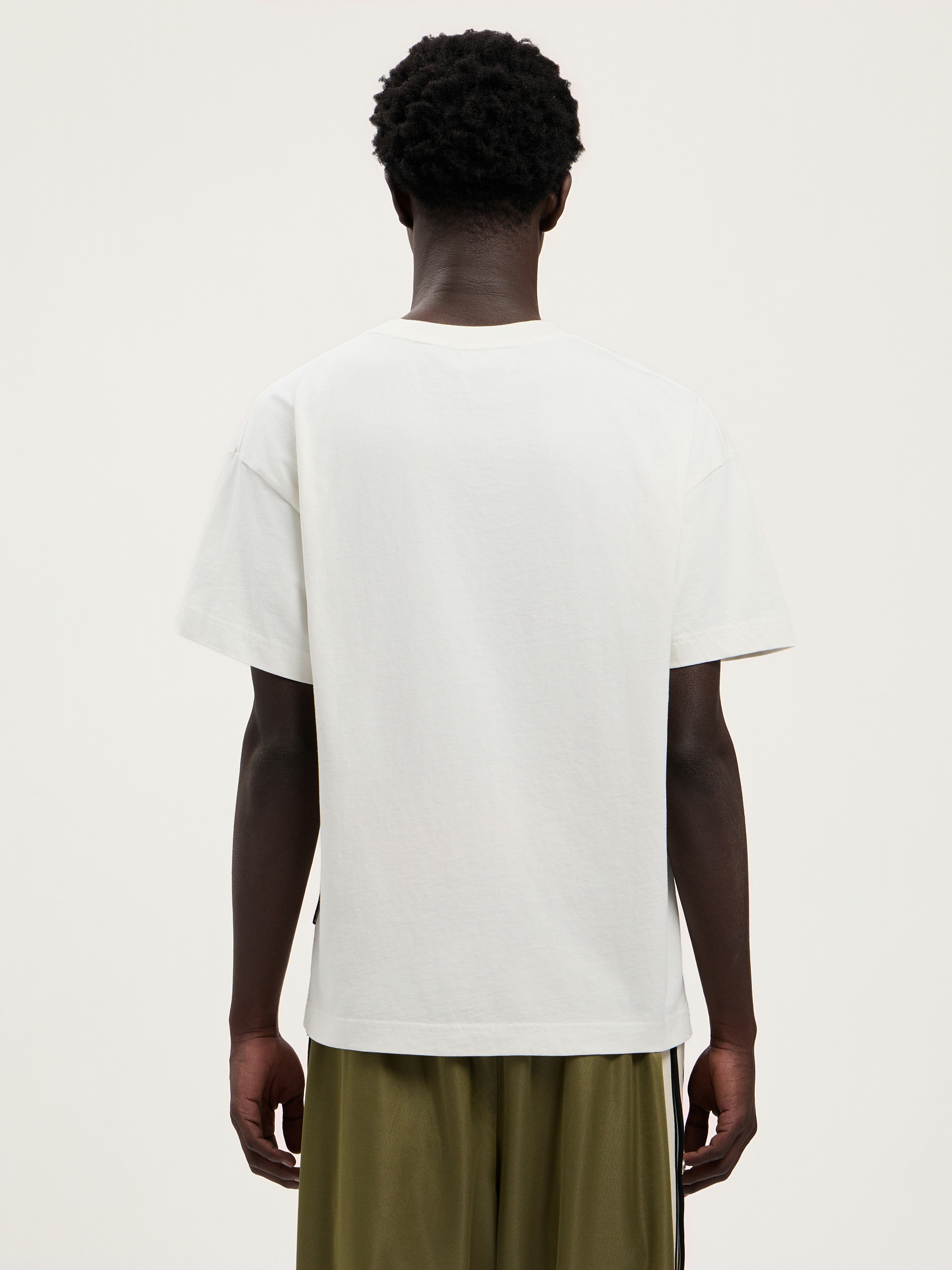 Palm Angels Black Neck Logo Regular Cotton T-shirt In White