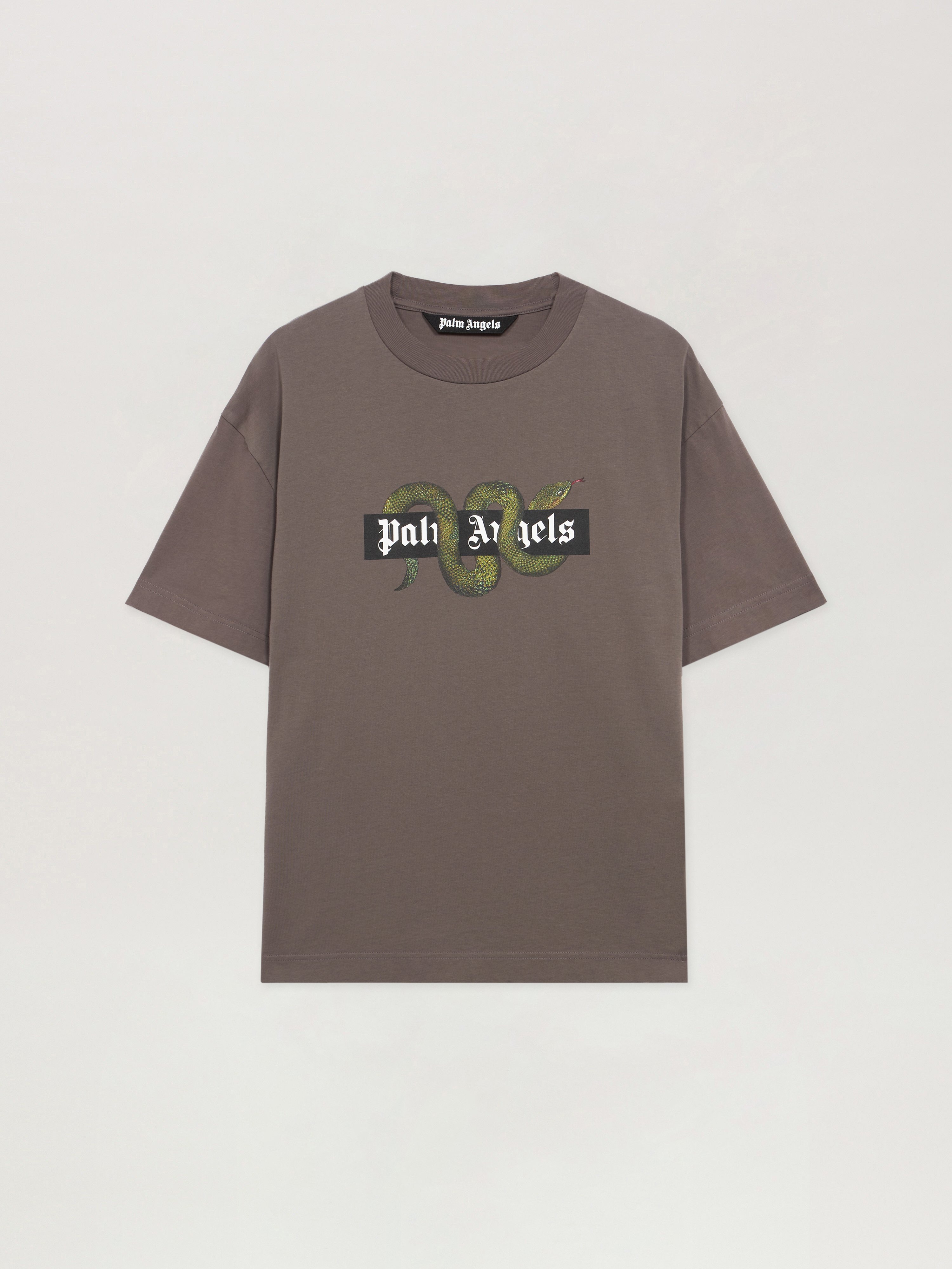 Snake Box Logo Regular T-Shirt in DARK GREY - GREEN for Men | Palm