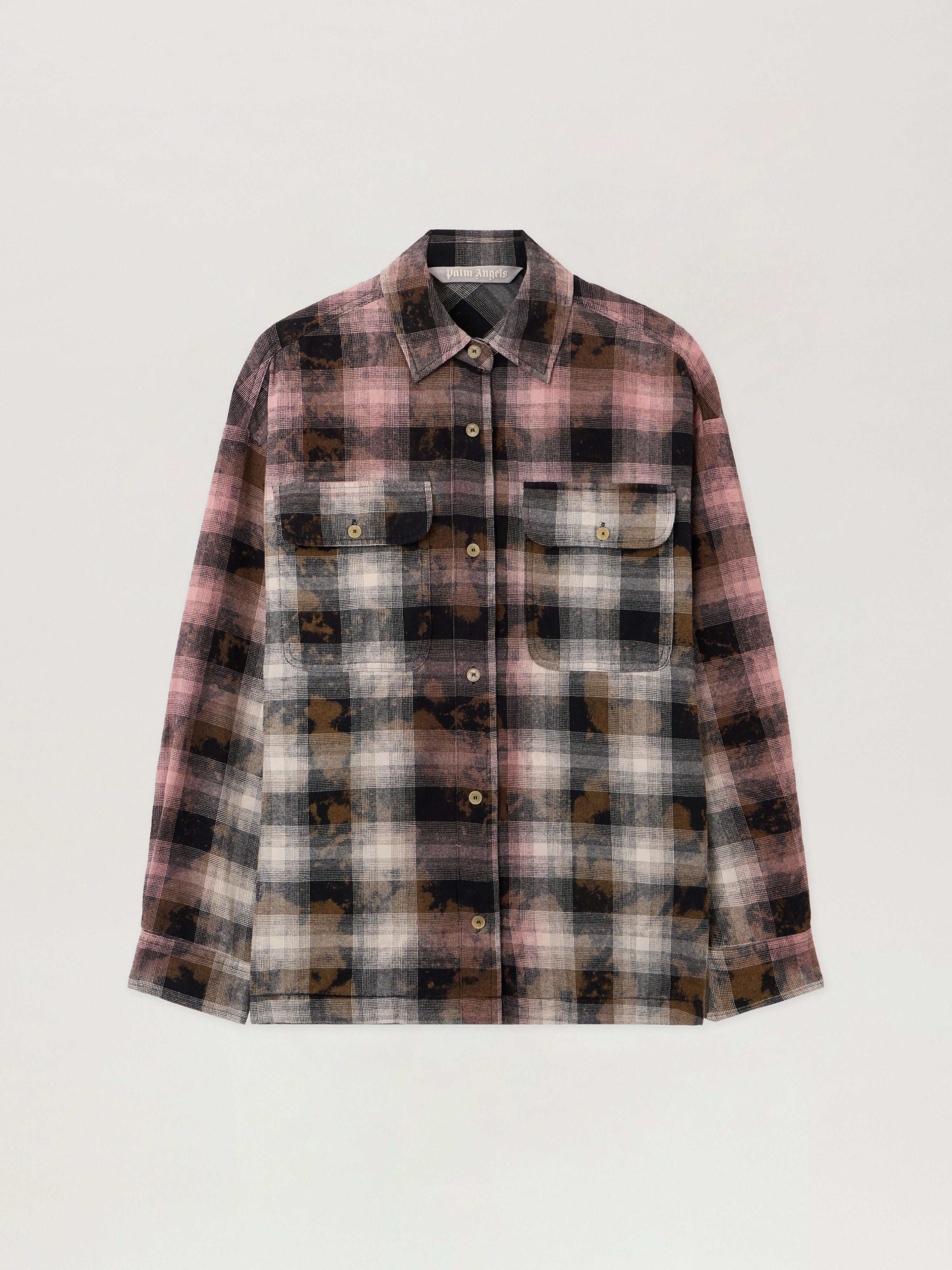 Palm Angels Curved Logo Coated Checkshirt
