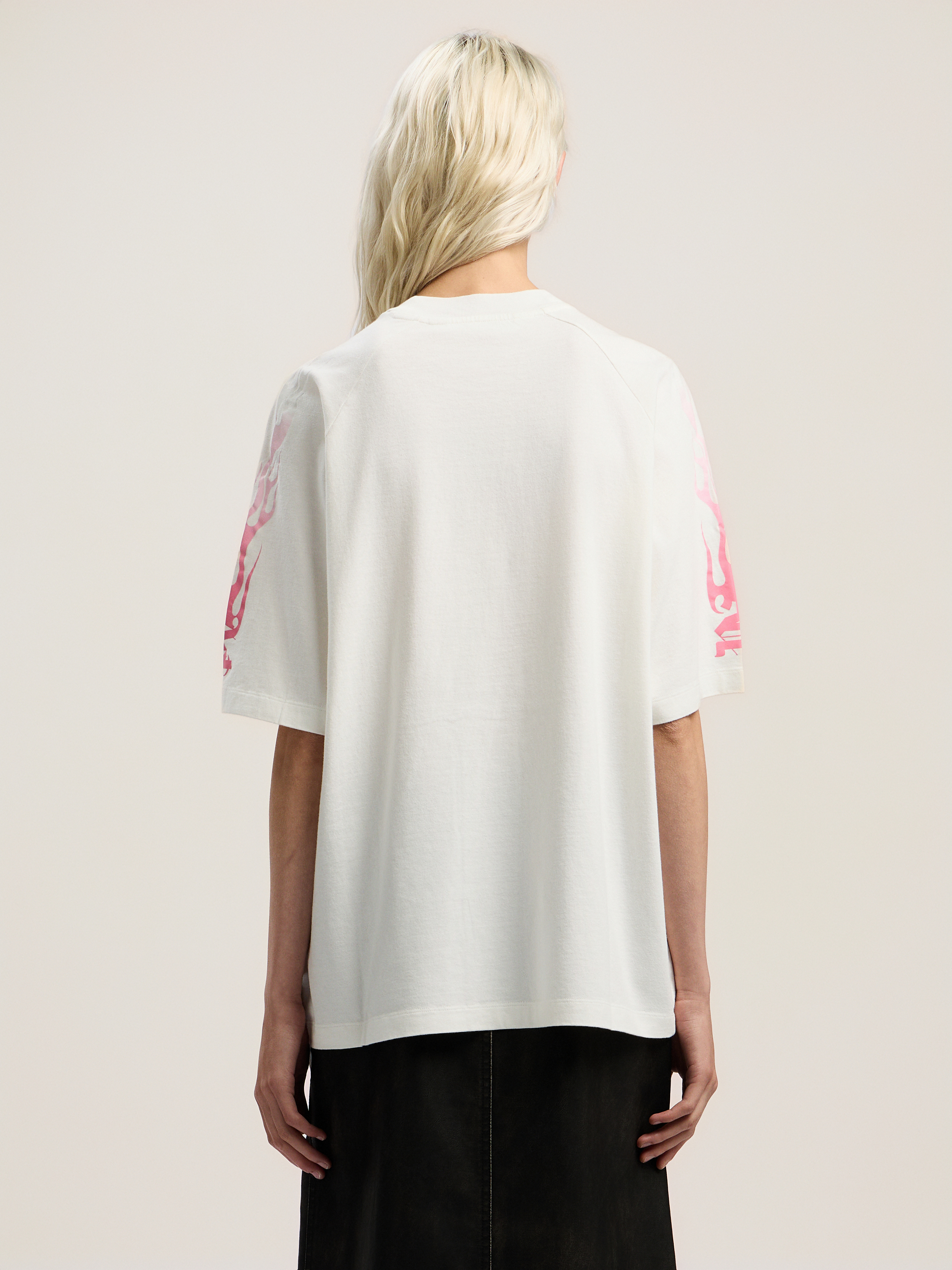 Palm Angels Flames Loose T-shirt In White