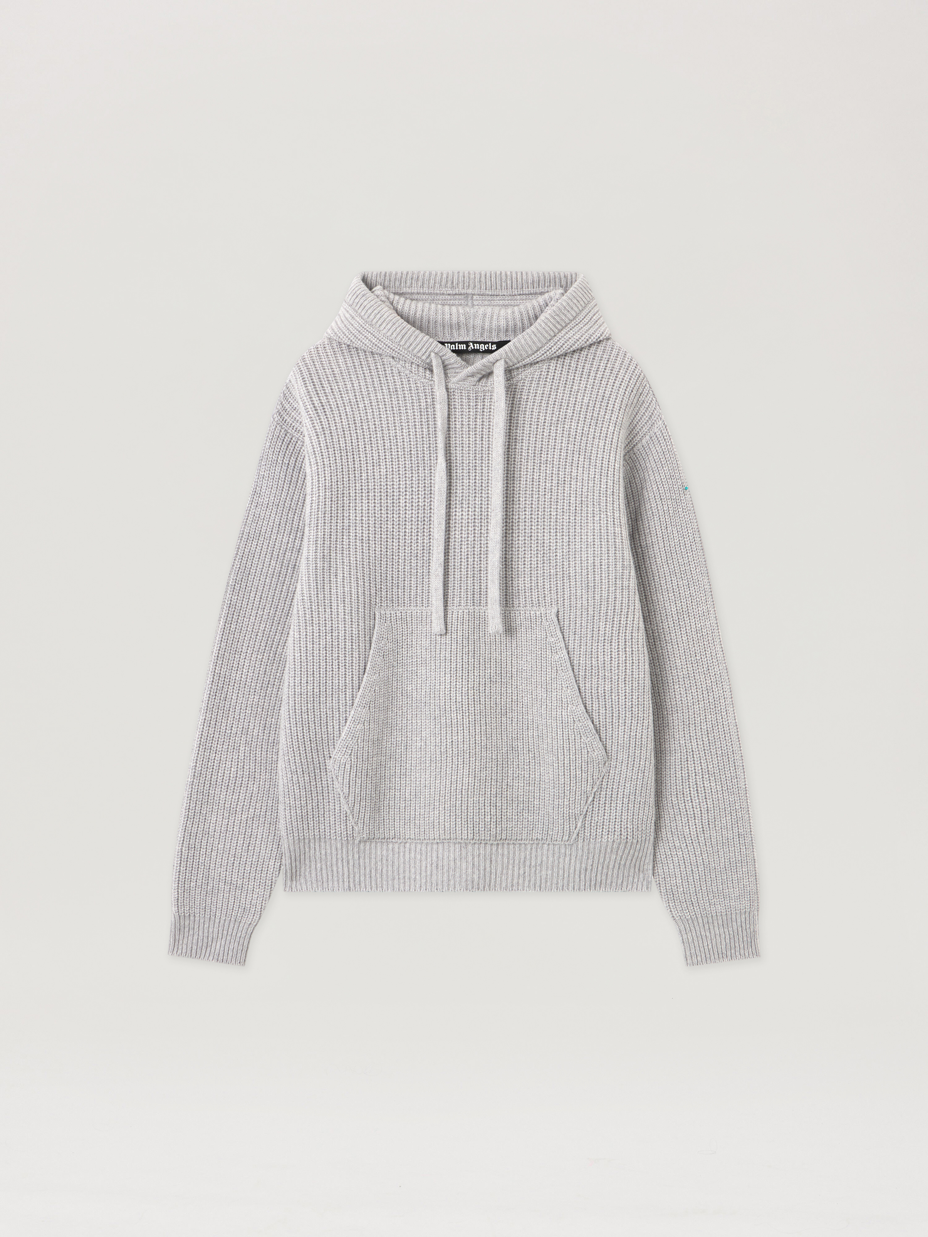 Palm Angels Curved Logo Rib Knit Hoodie