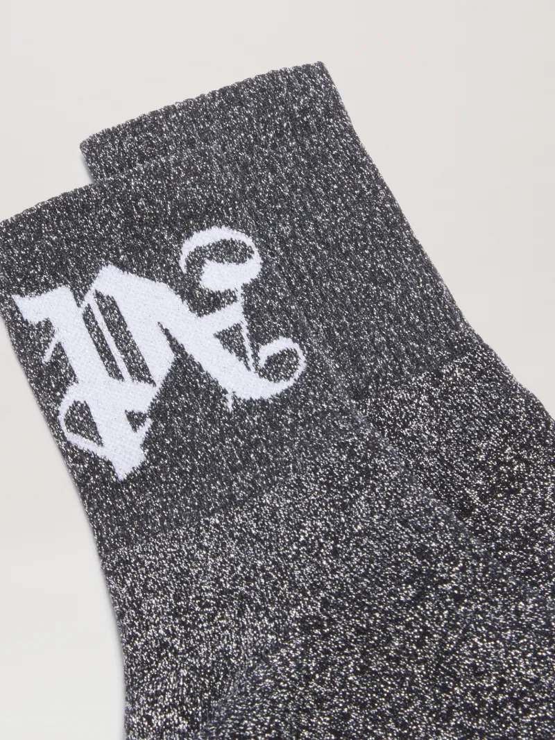 Palm Angels Lurex Short Socks With Monogram