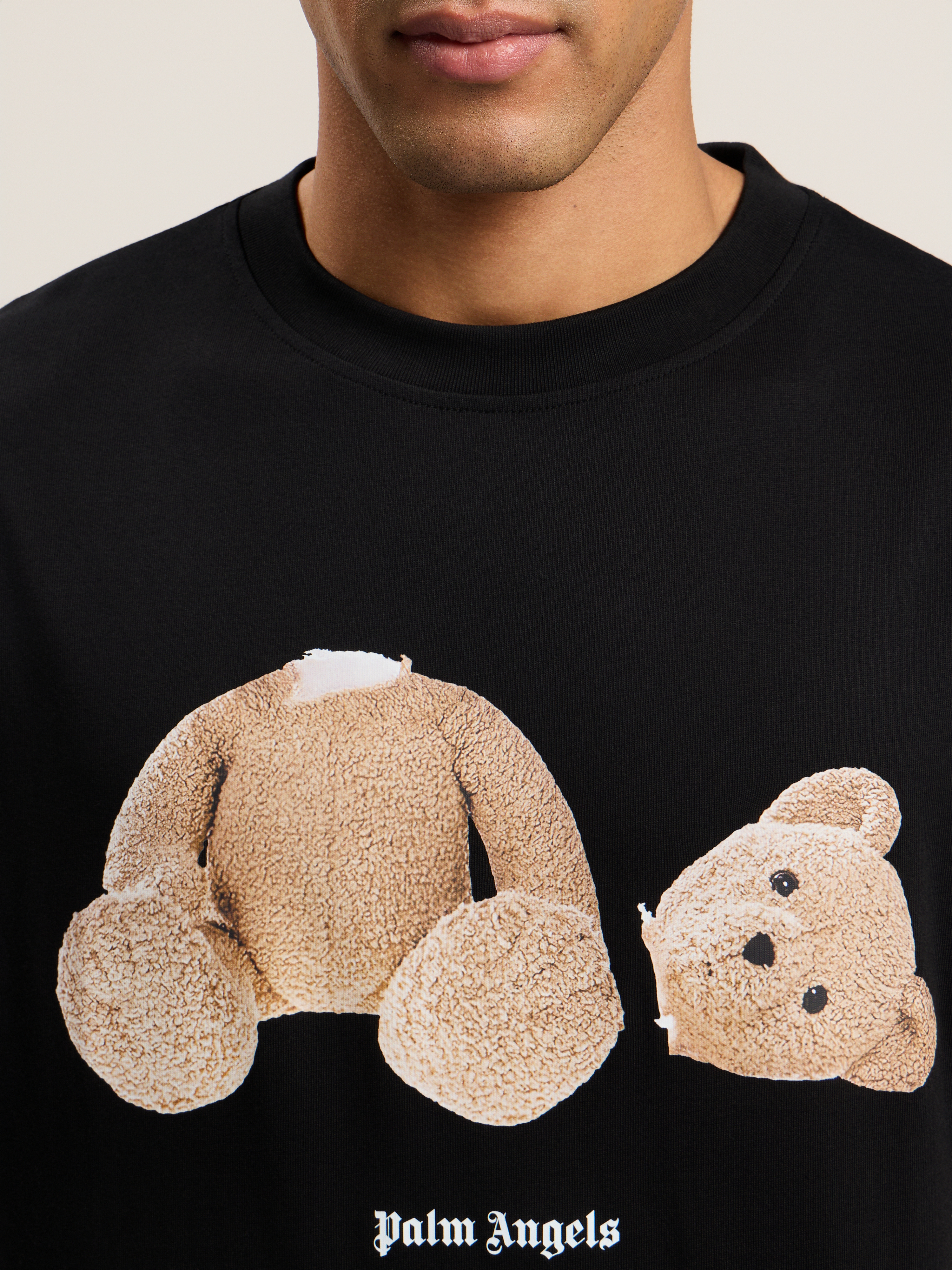 Palm Angels Broken Bear Graphic T-shirt In Black