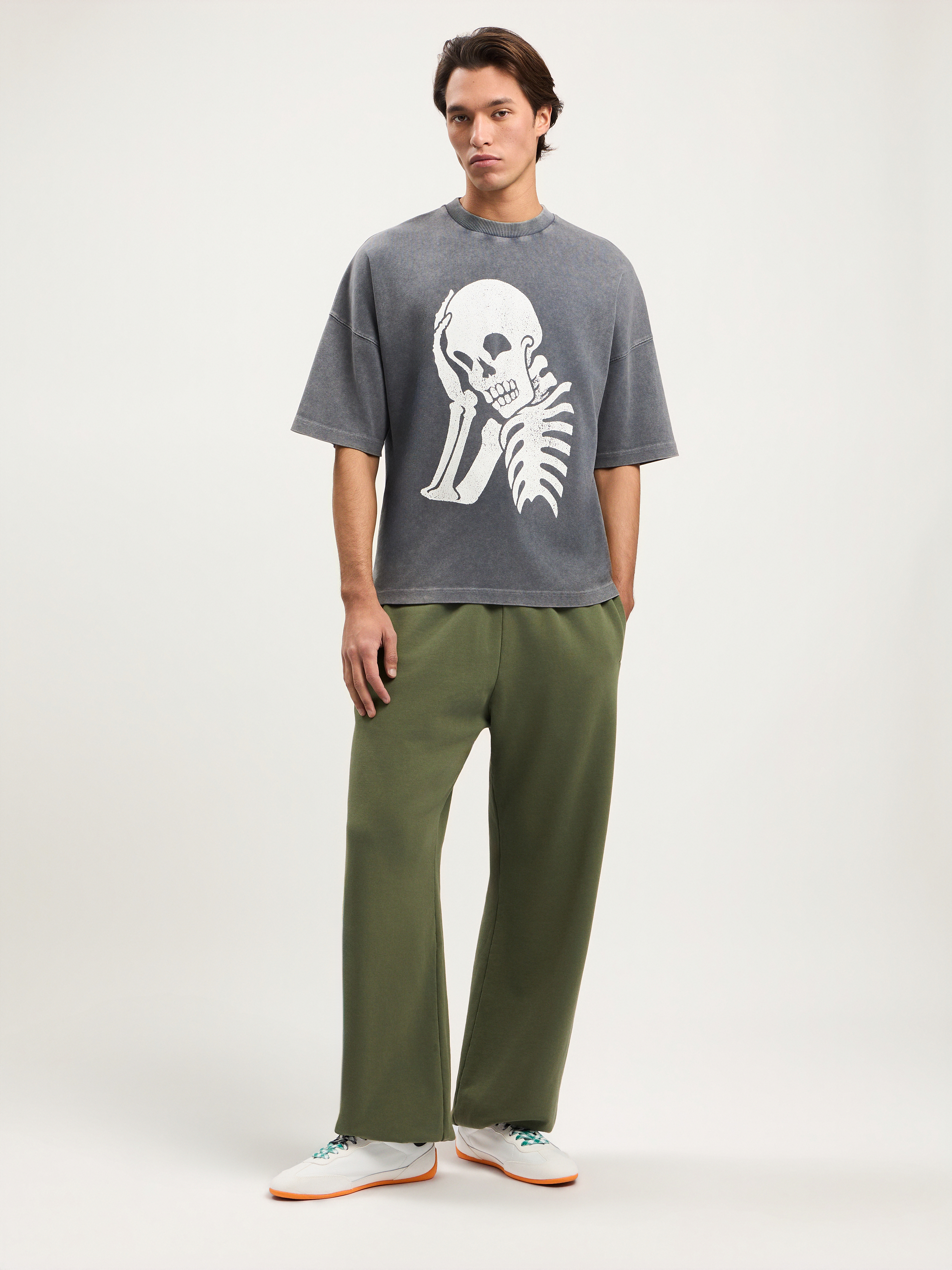 Palm Angels Skull-print Washed T-shirt In Multi