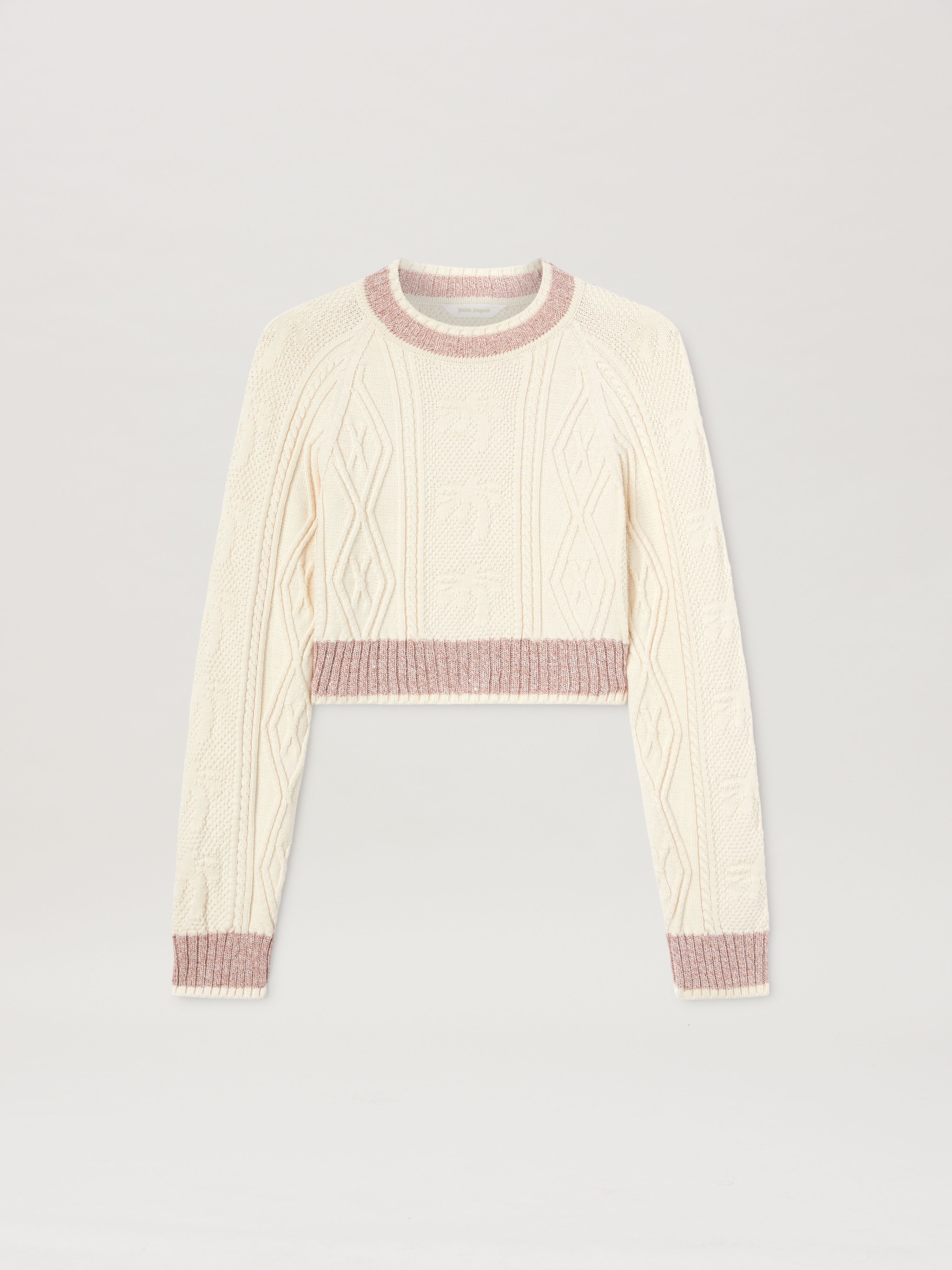CURVED LOGO CABLE SWEATER OFF WHITE - FU in OFF WHITE