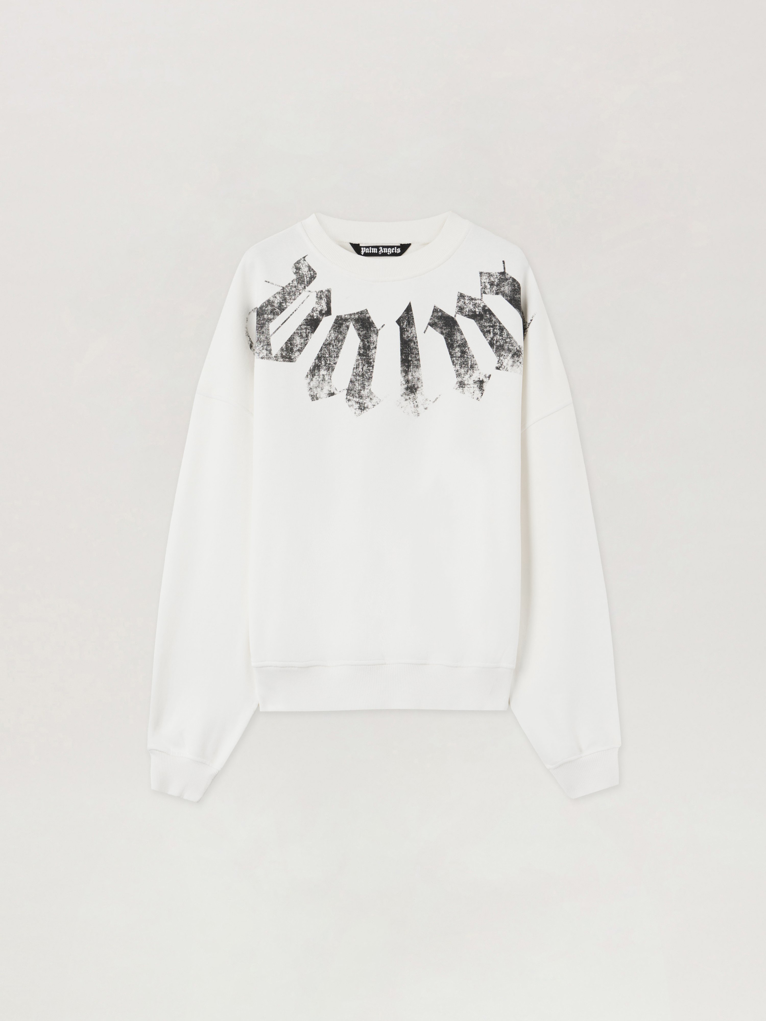 Palm Angels Men White Logo Crew Neck Sweatshirt, Xl Luxury Sweatshirts & Hoodies For Men Darveys