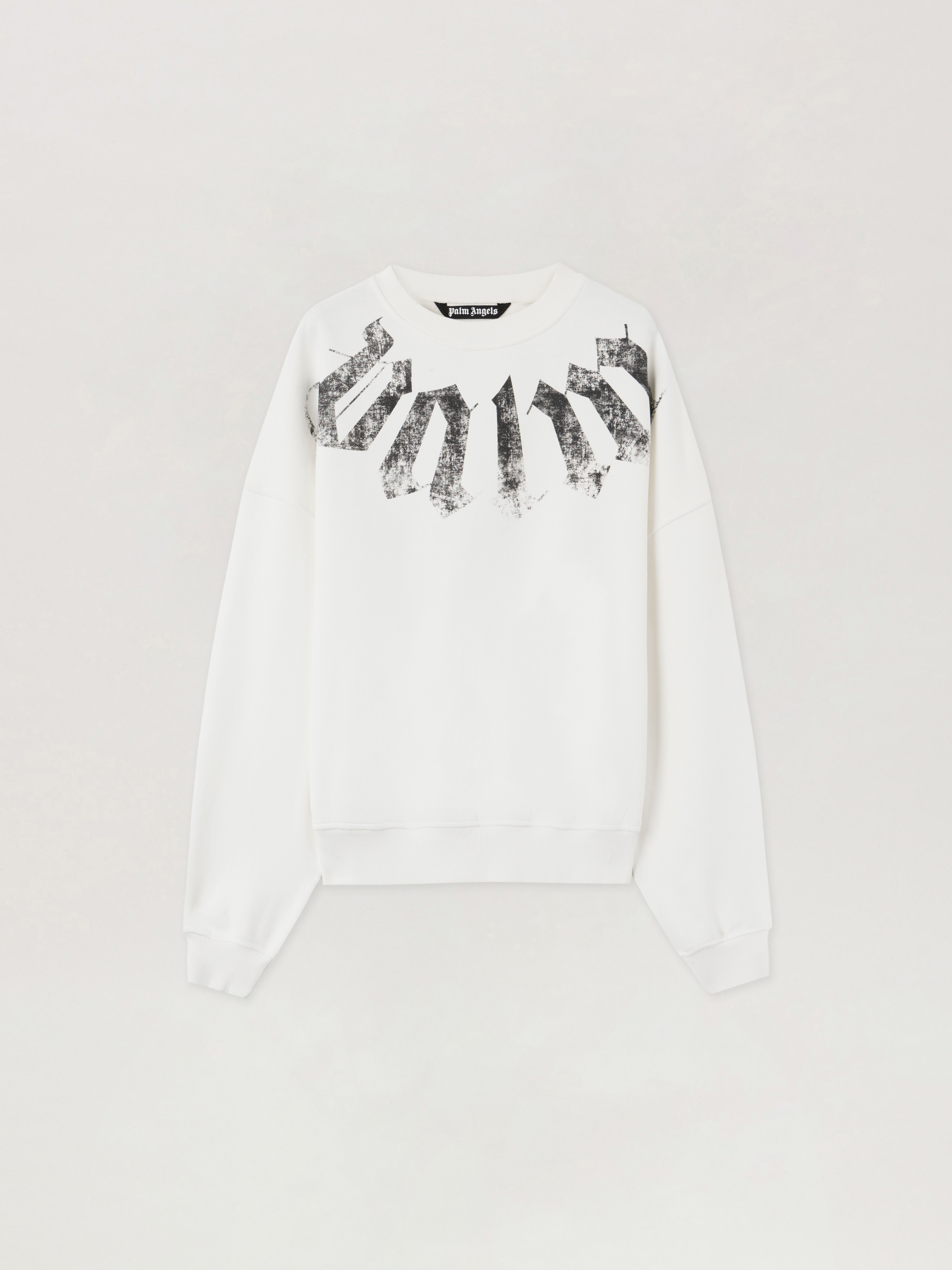Palm Angels Men White Logo Crew Neck Sweatshirt, Xl Luxury Sweatshirts & Hoodies For Men Darveys