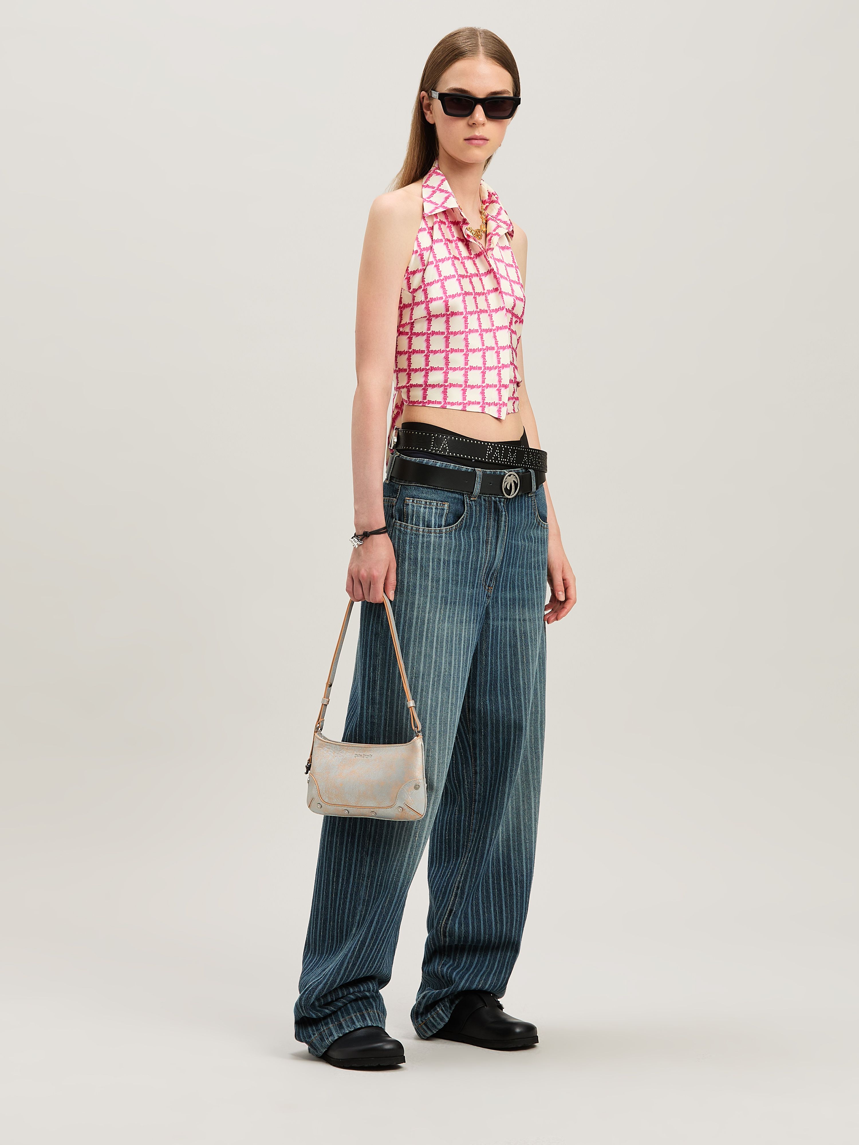 Palm Angels Giorgina Silver Crackle Bag